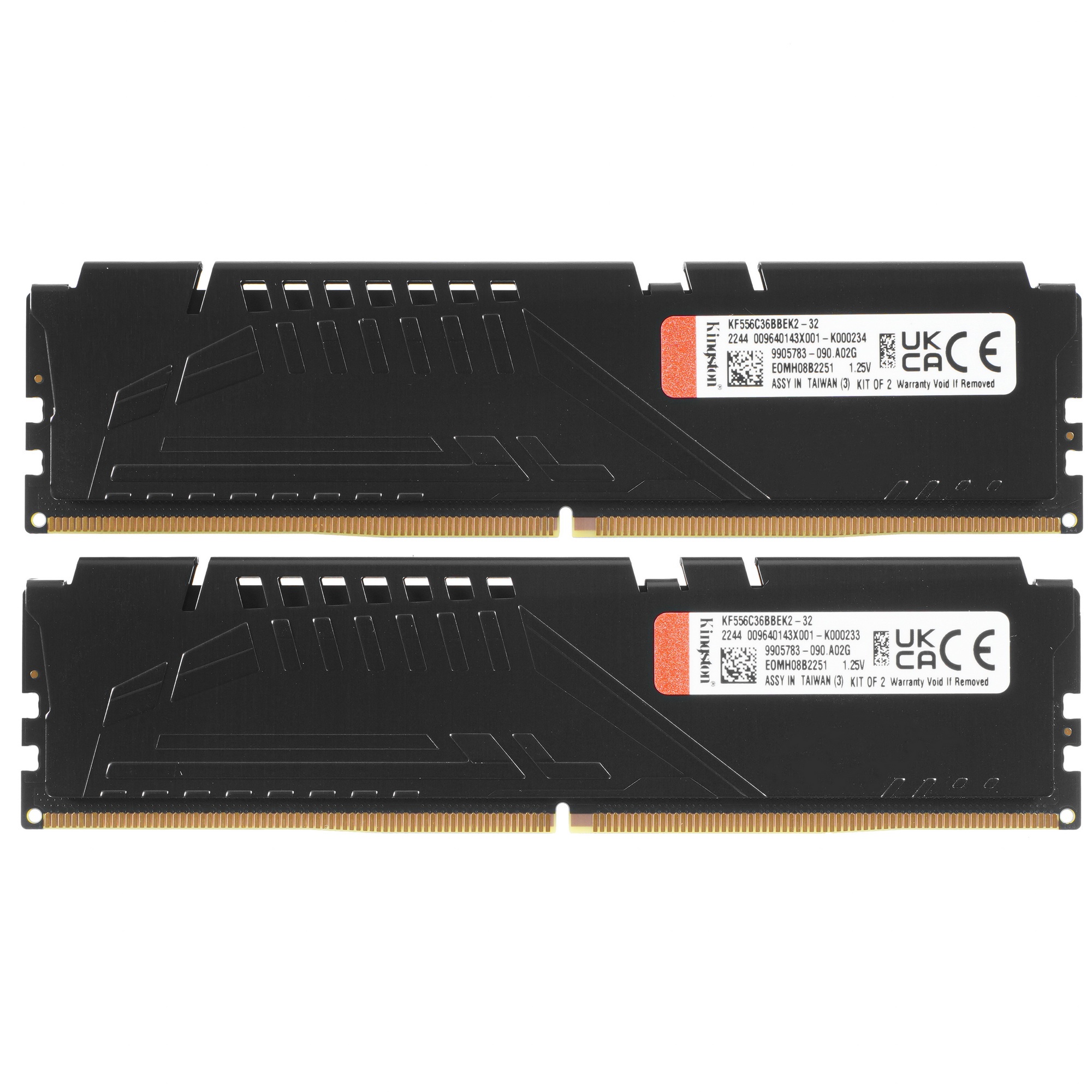 Оперативная память Kingston Fury Beast, DDR5, 32GB (2x16GB), 5600MHz, CL36, с радиаторами, черный