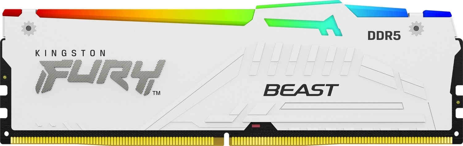 Оперативная память Kingston Fury Beast, DDR5, 32GB (1x32GB), 5600MHz, CL40, с радиаторами, RGB, белы