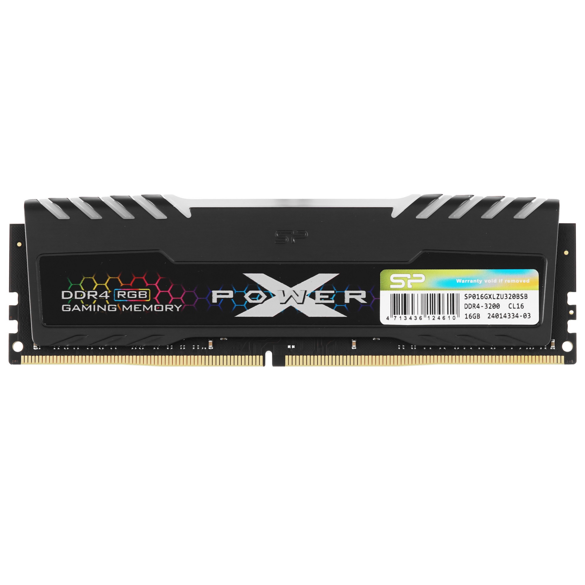 Оперативная память Silicon Power Xpower Turbine, DDR4, 16GB (1x16 GB), 3200 MHz, CL16, радиатор, RGB