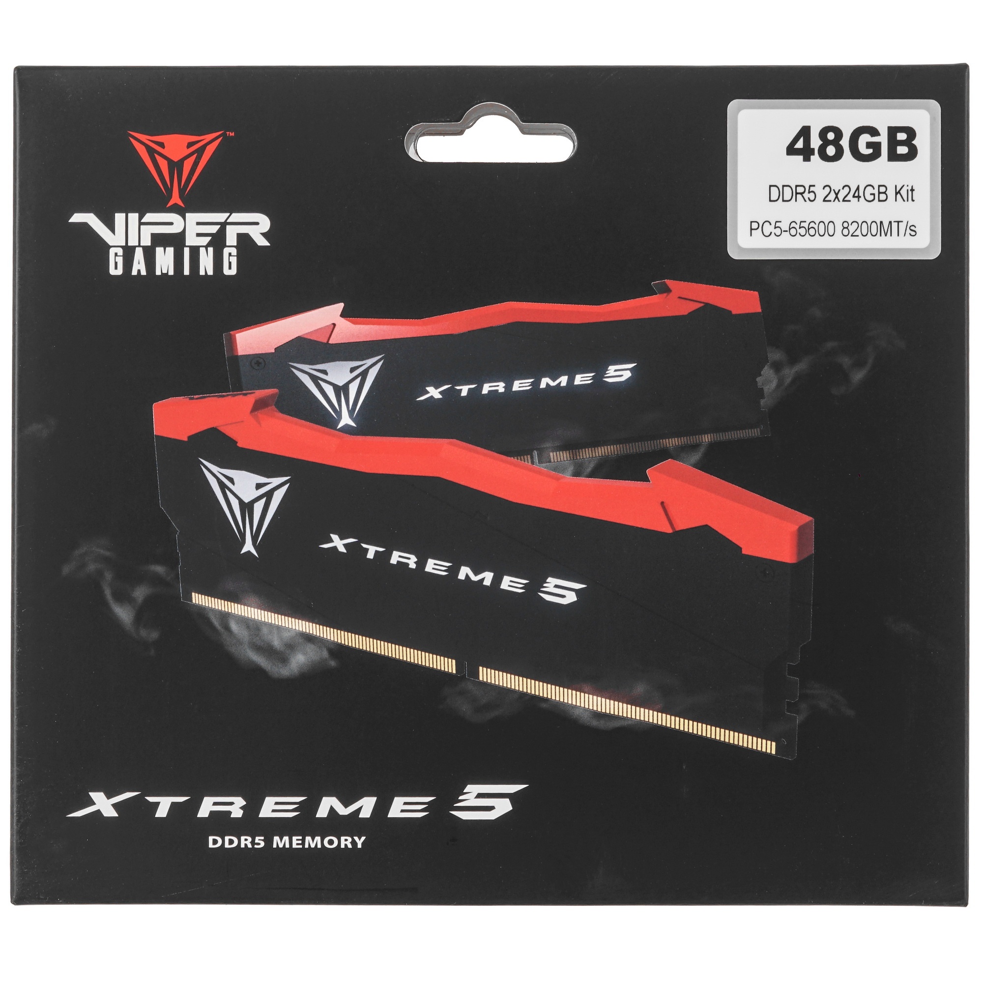 Оперативная память Patriot Viper Xtreme 5, DDR5, 48GB (2x24GB), 8200MHz, CL38, с радиаторами, черный