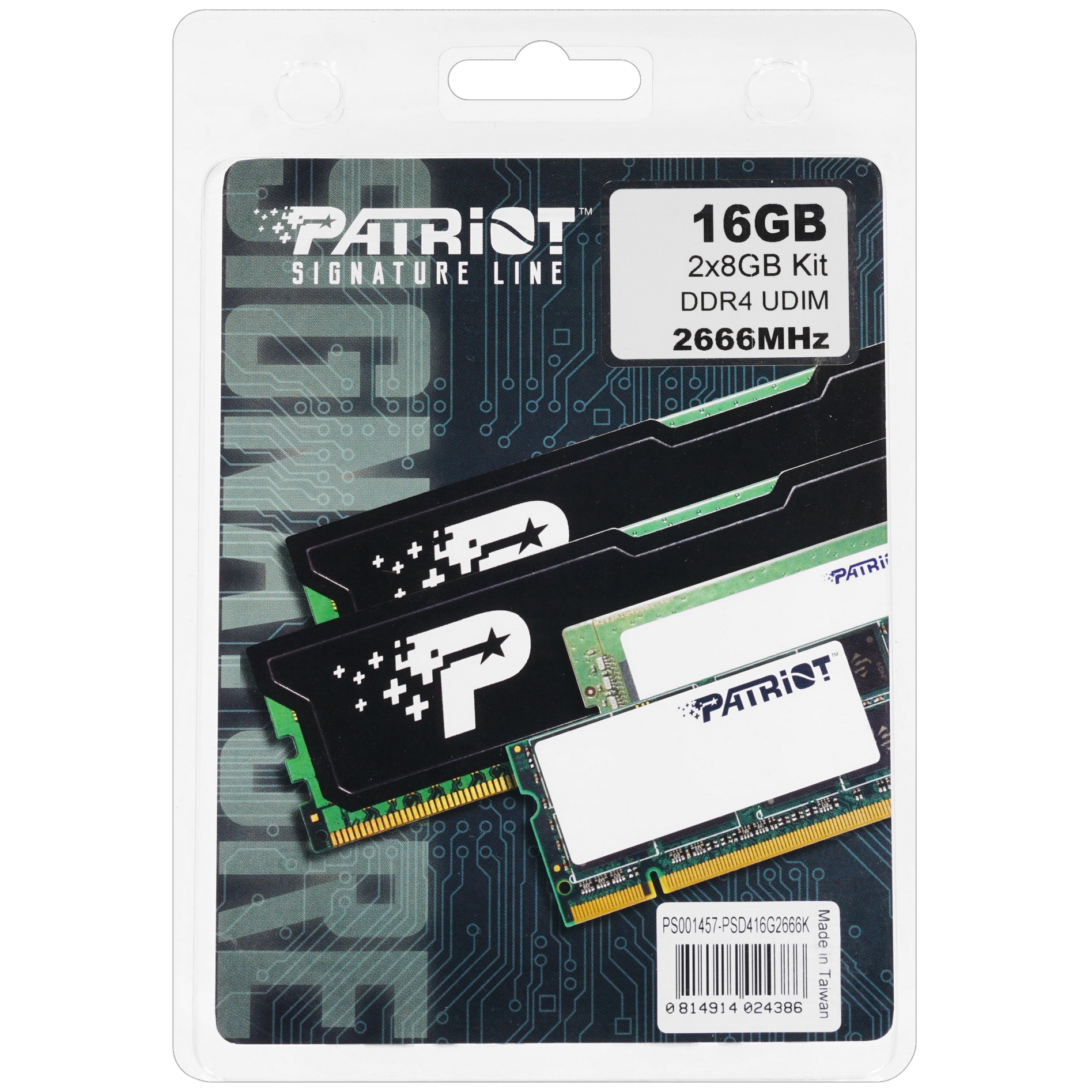 Оперативная память Patriot Signature, DDR4, 16GB (2x8 GB), 2666 MHz, CL17
