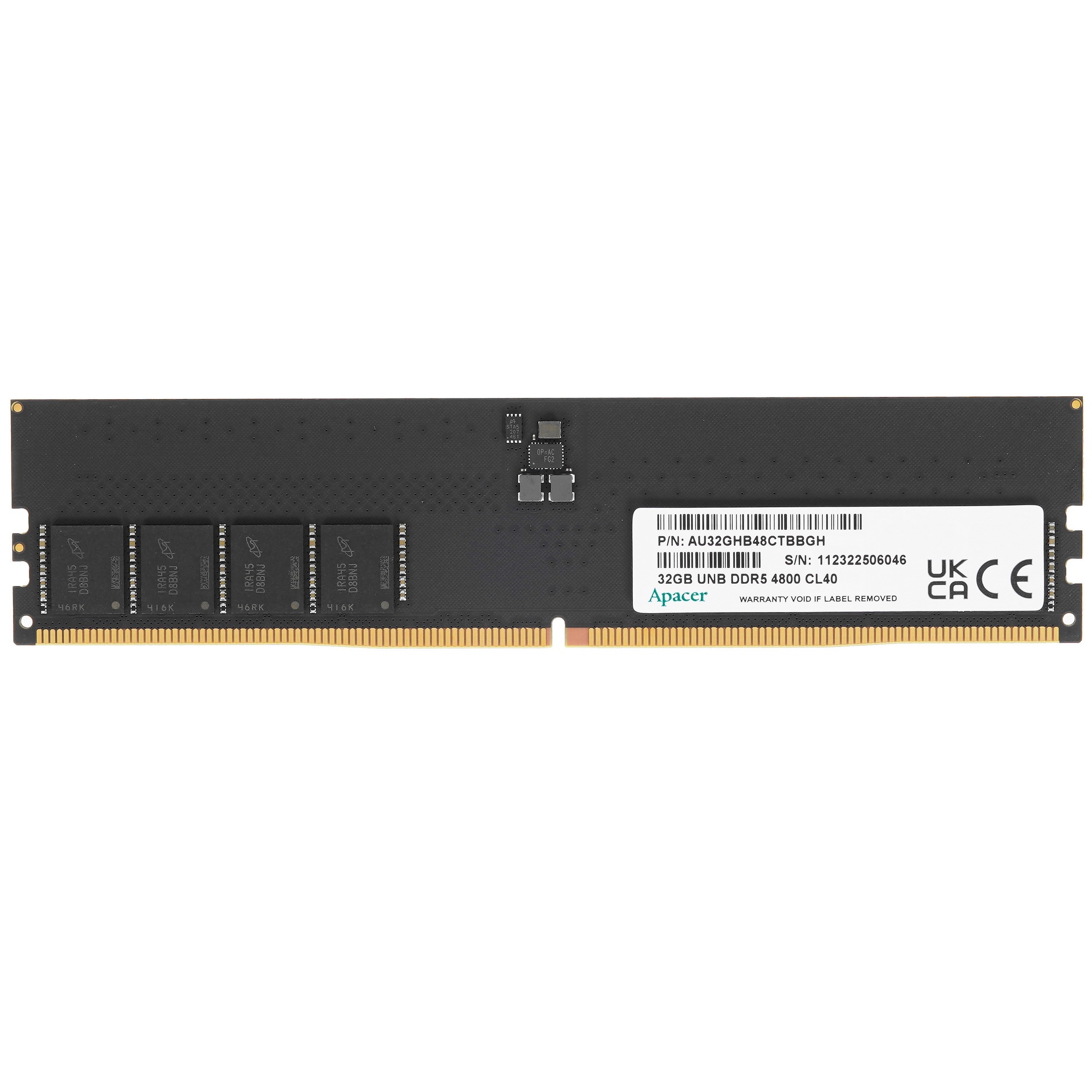 Оперативная память Apacer, DDR5, 32GB (1x32GB), 4800MHz, CL40