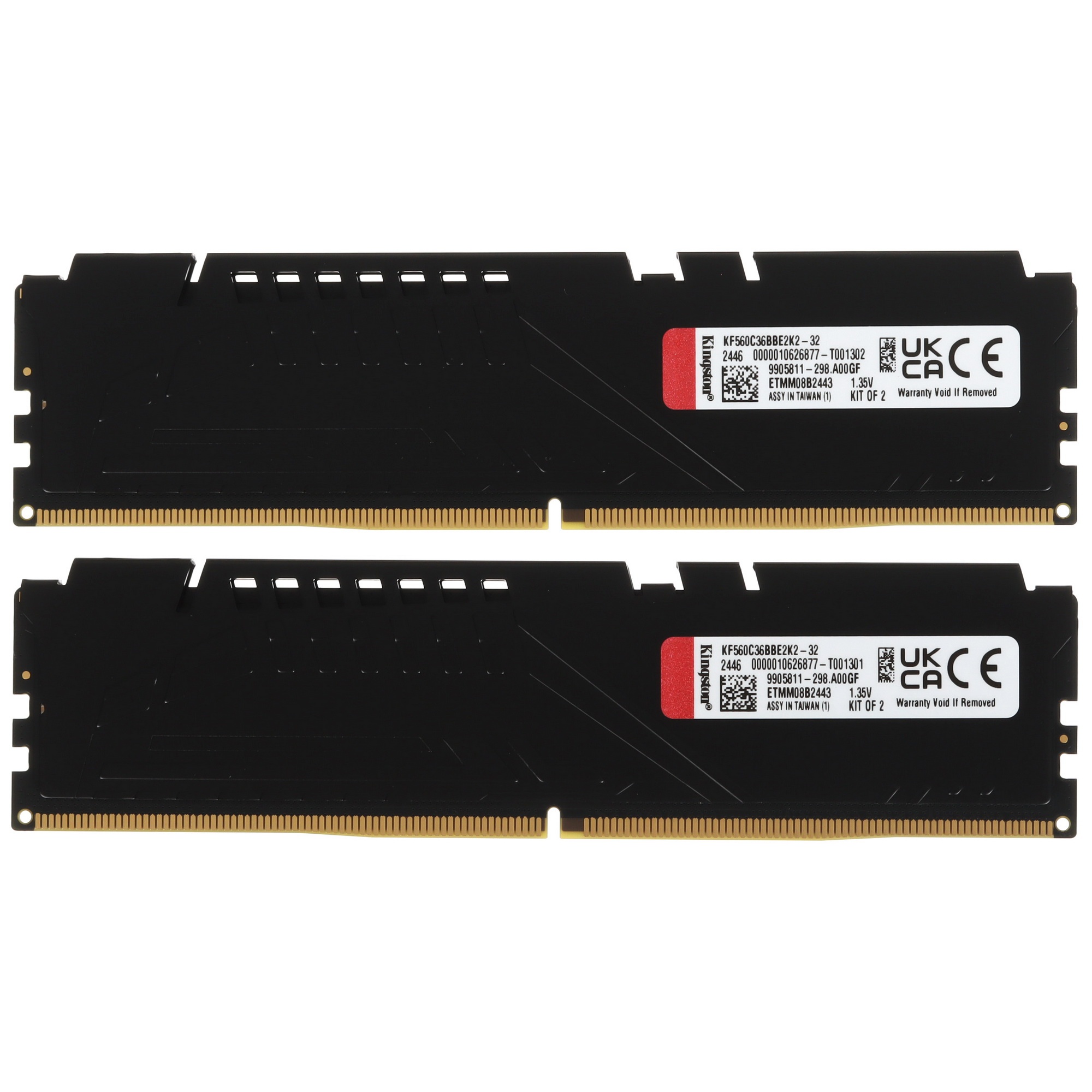 Оперативная память Kingston Fury Beast, DDR5, 32GB (2x16GB), 6000MHz, CL36, с радиатором, черный