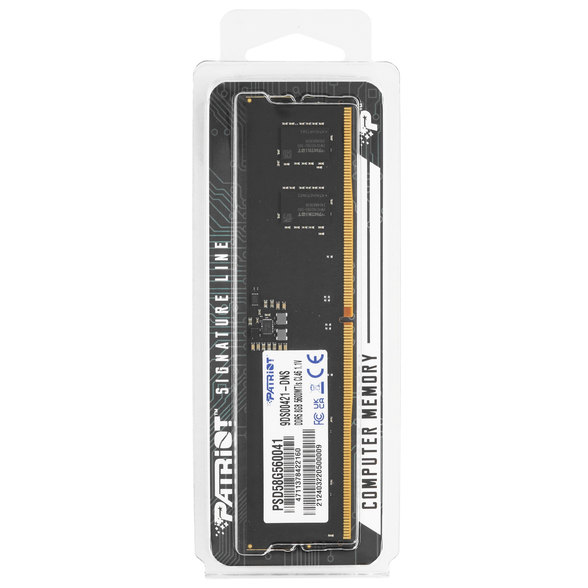 Оперативная память Patriot Signature, DDR5, 8GB (1x8 GB), 5600 MHz, CL46