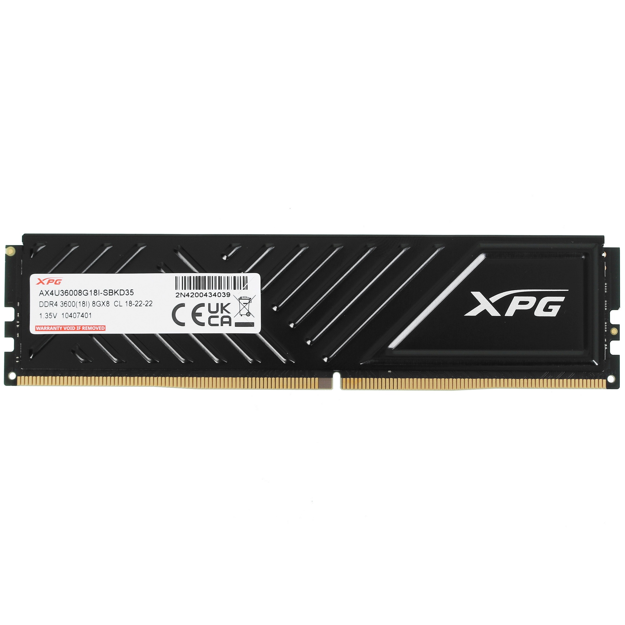 Оперативная память XPG Gammix D35, DDR4, 8GB (1x8GB), 3600MHz, CL18, с радиатором, черный