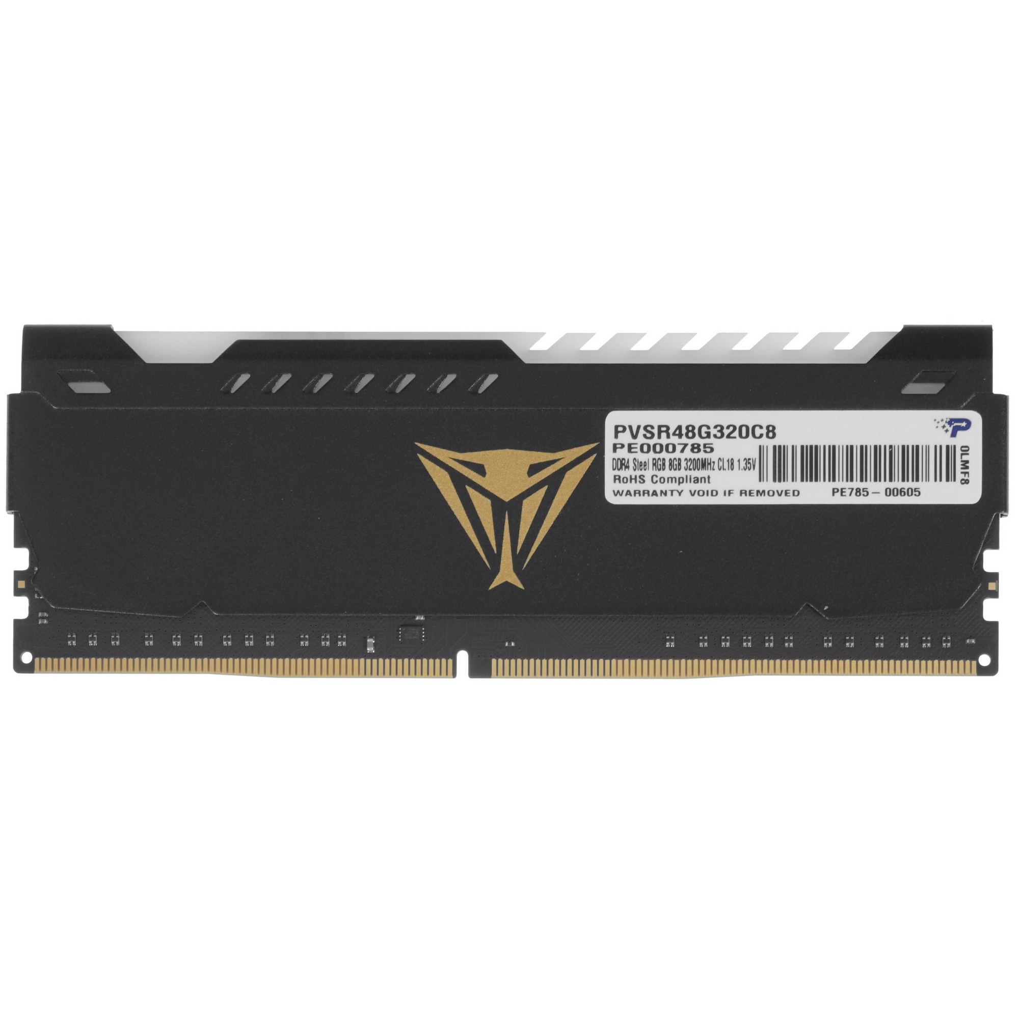 Оперативная память Patriot Viper Steel, DDR4, 8GB (1x8GB), 3200MHz, CL18, с радиатором, RGB, черный