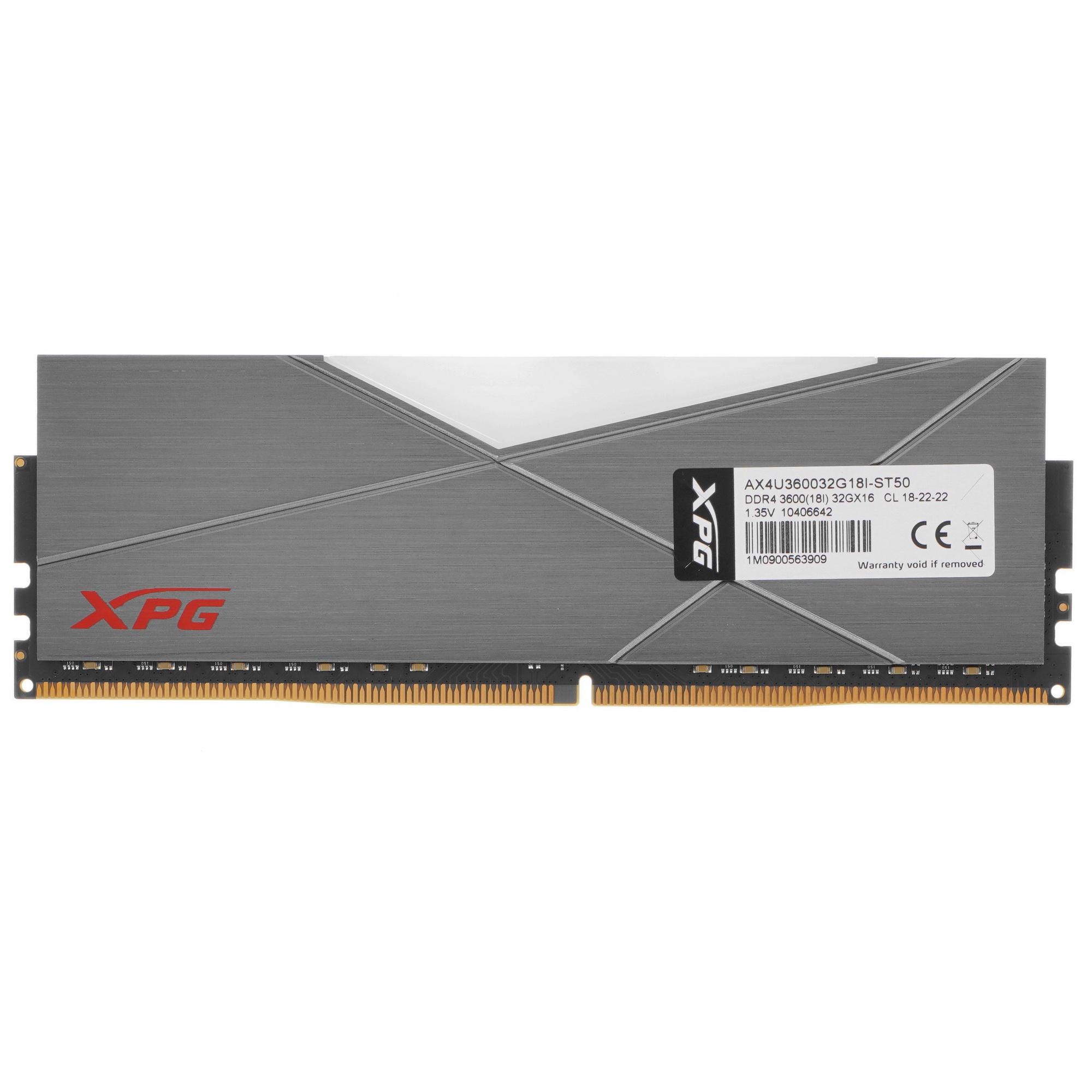 Оперативная память XPG Spectrix D50 RGB, DDR4, 32GB (1x32GB), 3600MHz, CL18, UDIMM, RGB, с радиаторо