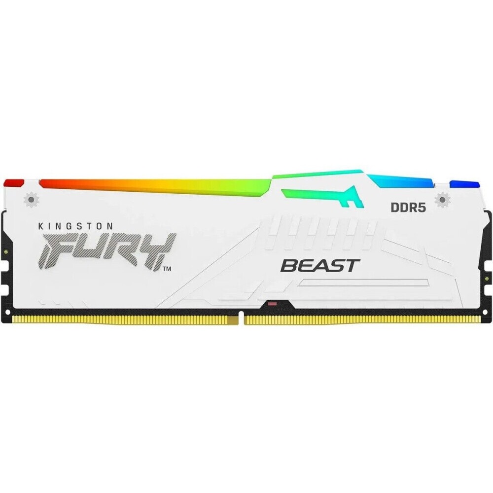 Оперативная память Kingston Fury Beast, DDR5, 16GB (1x16GB), 6400MHz, CL32, с радиатором, RGB, белый