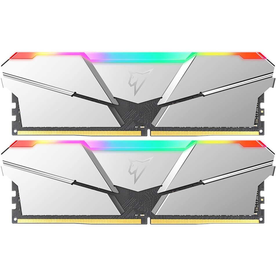 Оперативная память NETAC Shadow, DDR4, 16GB (2x8GB), 3200MHz, CL16, с радиаторами, RGB, серебристый