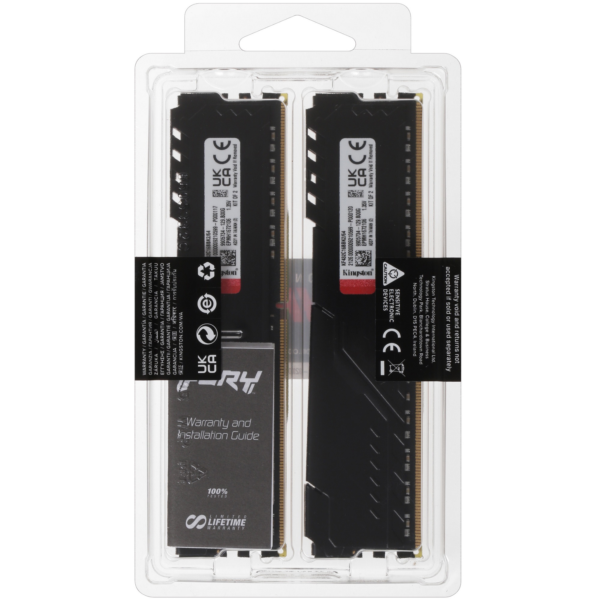 Оперативная память Kingston Fury Beast, DDR4, 64GB (2x32GB), 3200MHz, CL16, чёрный