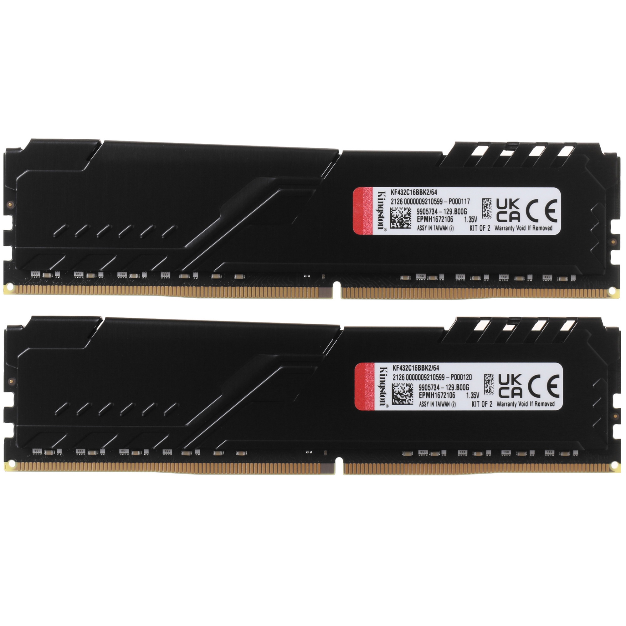 Оперативная память Kingston Fury Beast, DDR4, 64GB (2x32GB), 3200MHz, CL16, чёрный
