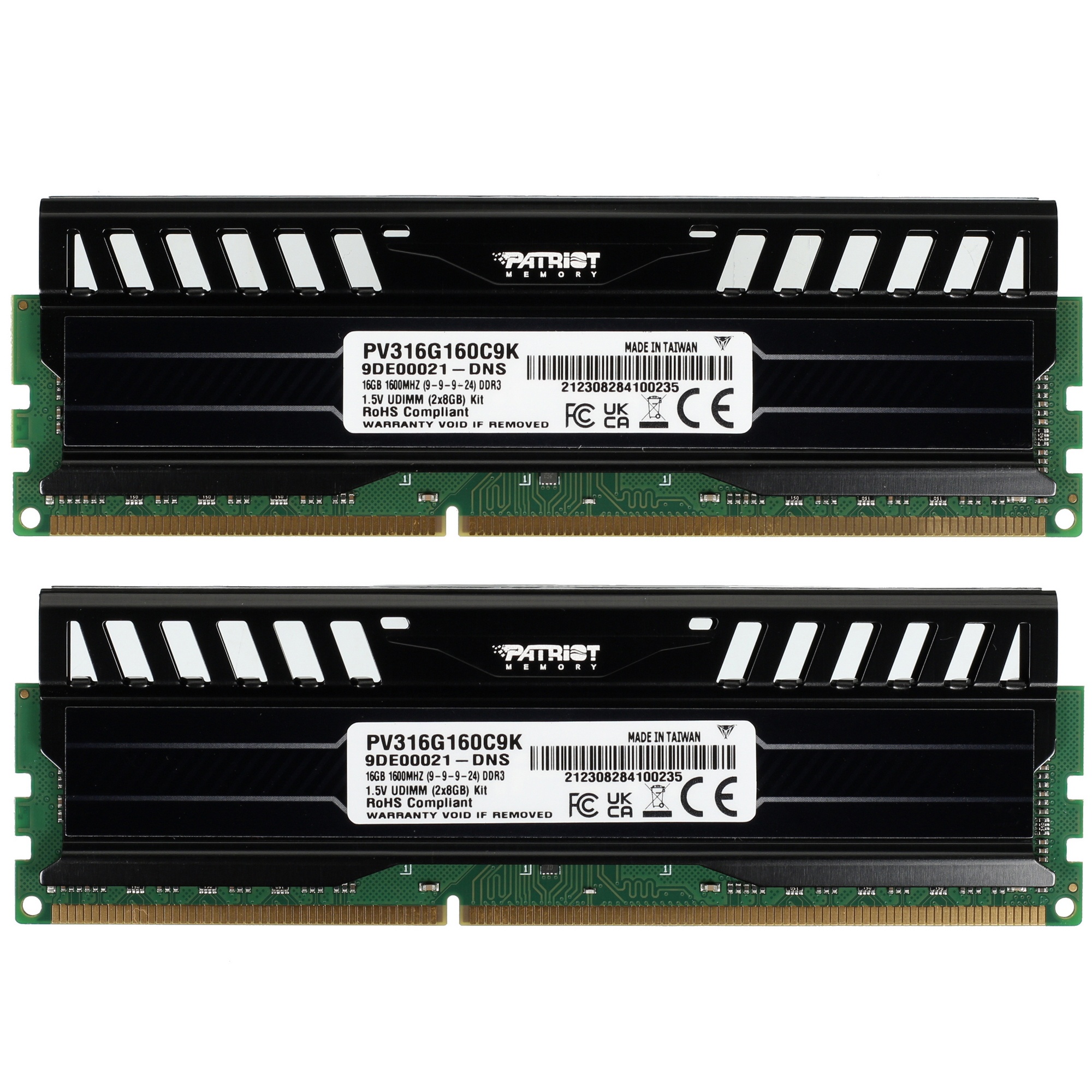 Оперативная память Patriot Viper 3, DDR3, 16GB (2x8 GB), 1600 MHz, CL9, радиатор, черный