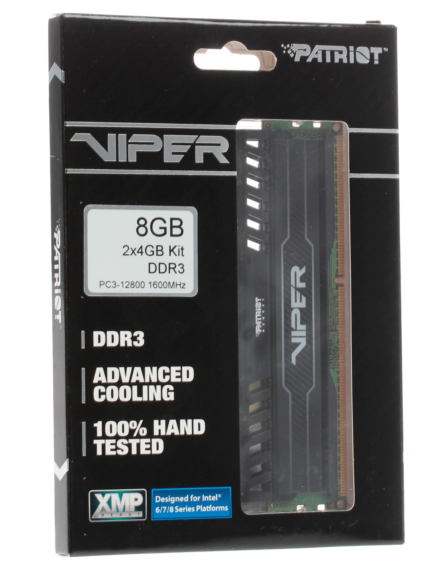 Оперативная память Patriot Viper 3, DDR3, 8GB (2x4 GB), 1600 MHz, CL9, радиатор, черный