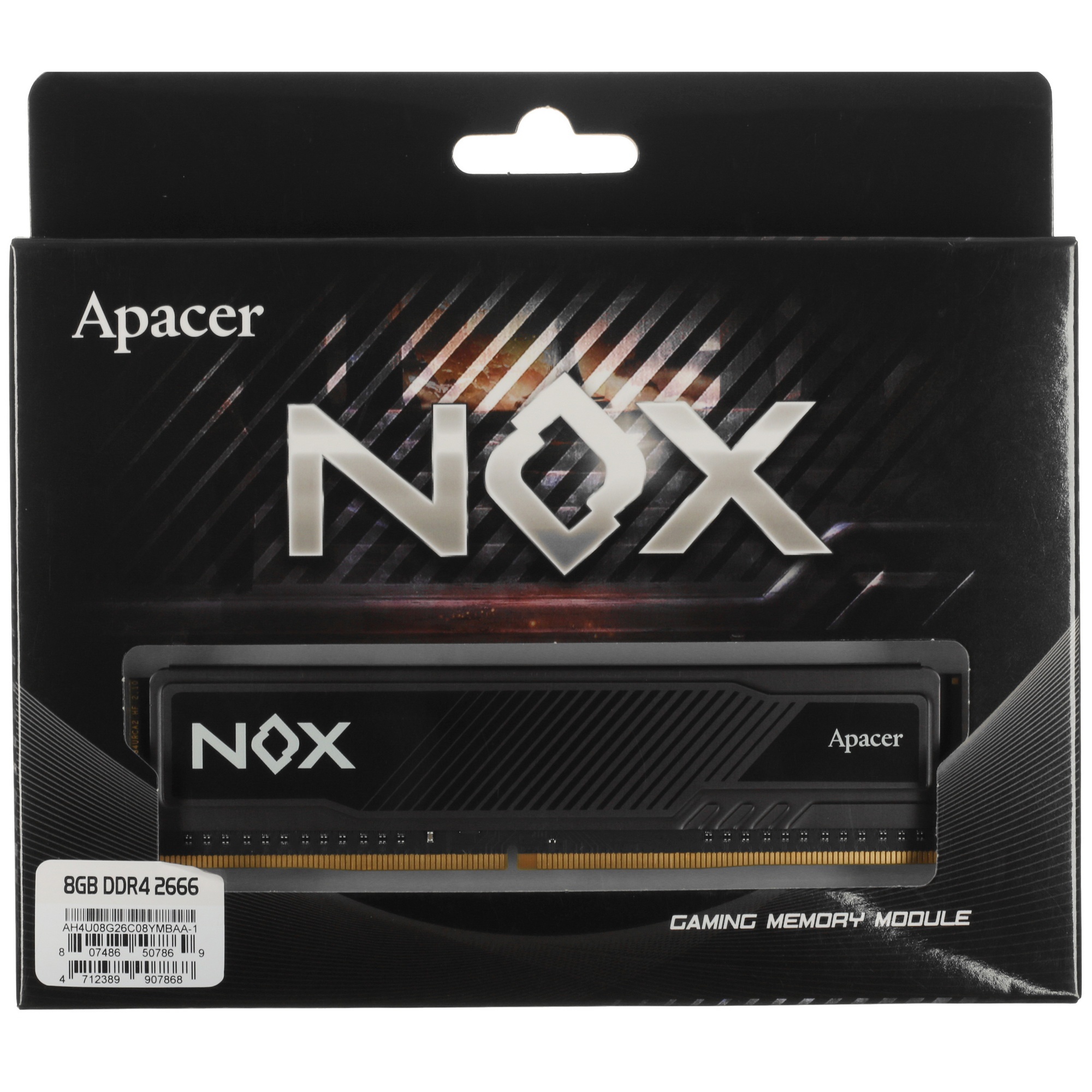 Оперативная память Apacer Nox, DDR4, 8GB (1x8 GB), 2666 MHz, CL16, радиатор, черный