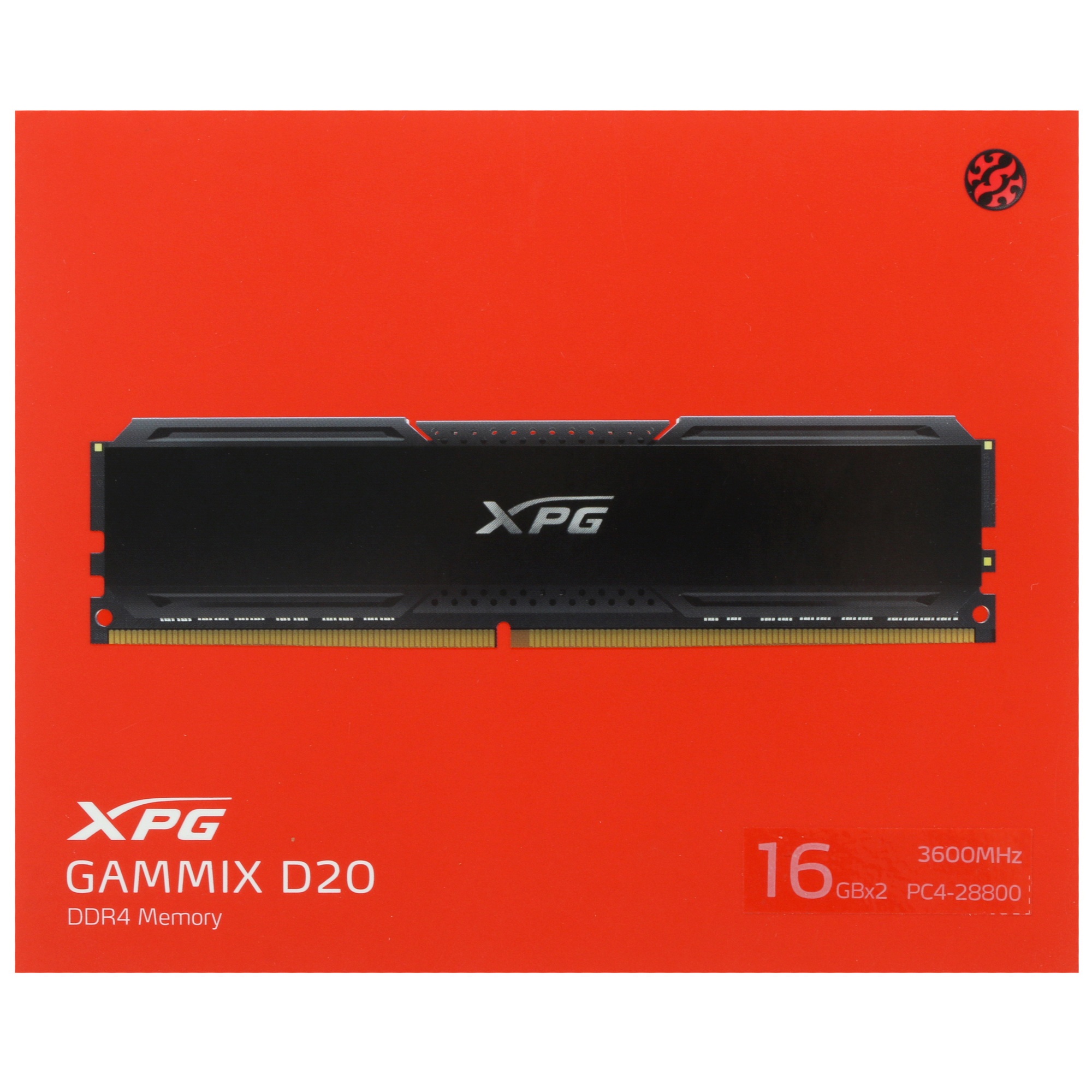 Оперативная память XPG Gammix D20, 32GB (2x16GB), DDR4, 3600MHz, CL18, UDIMM, с радиатором, черный