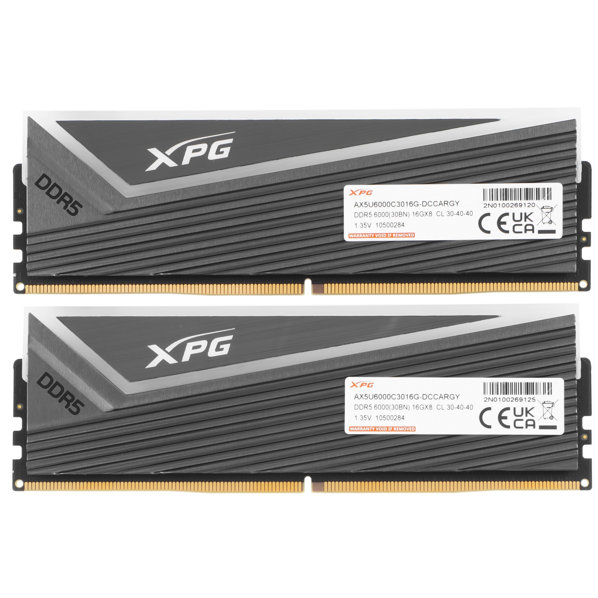 Оперативная память ADATA XPG CASTER, DDR5, 32GB (2x16 GB), 6000 MHz, CL30, радиатор, ARGB, серый