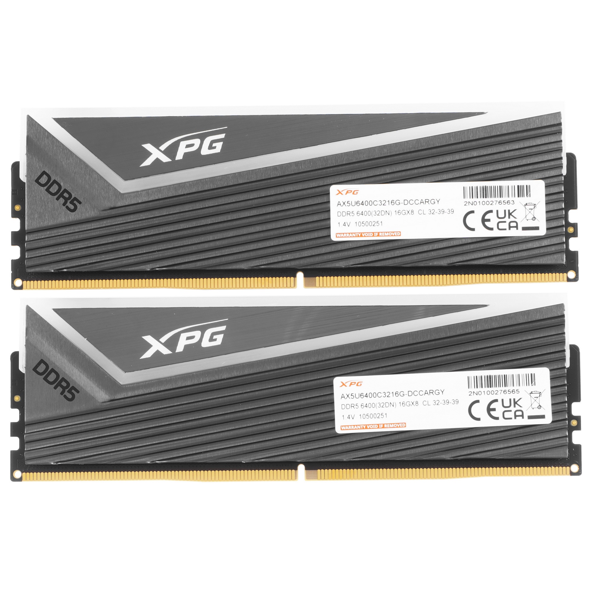 Оперативная память XPG Caster, DDR5, 32GB (2x16GB), 6400MHz, CL32, с радиаторами, ARGB, серый