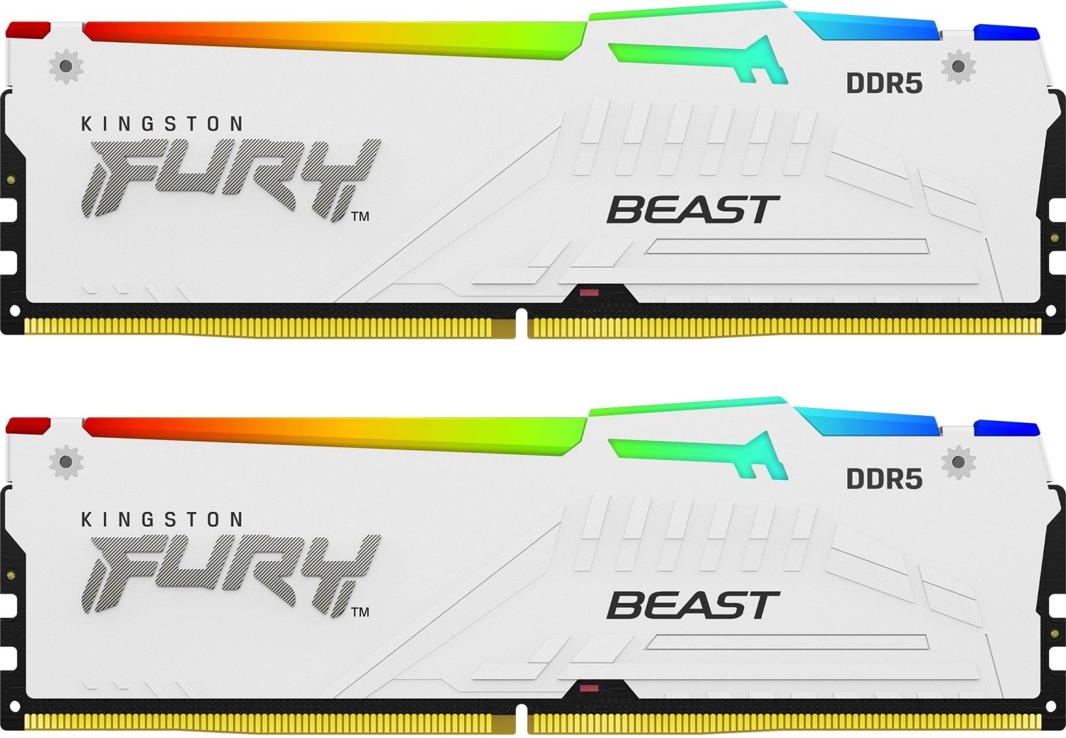 Оперативная память Kingston Fury Beast, DDR5, 32GB (2x16GB), 5600MHz, CL36, радиатор, RGB, белый