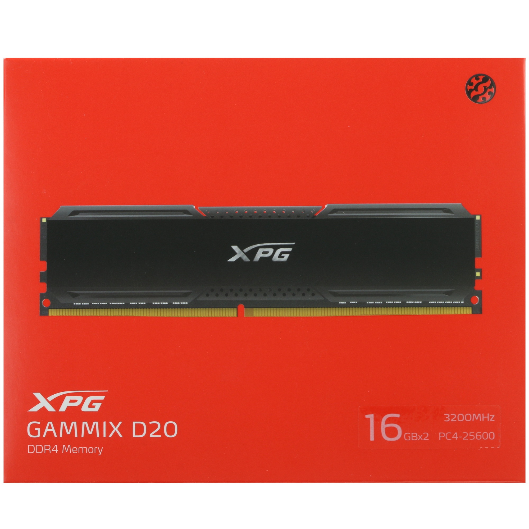 Оперативная память XPG Gammix D20, DDR4, 32GB (2x16GB), 3200MHz, CL16, UDIMM, с радиатором, черный