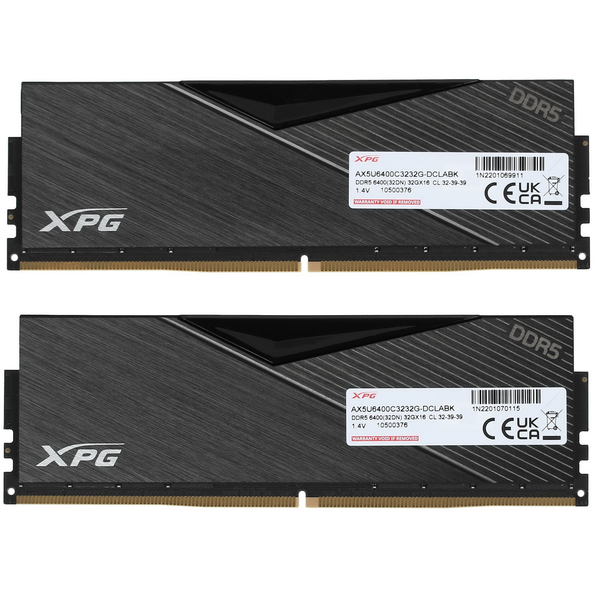 Оперативная память XPG Lancer, DDR5, 64GB (2x32GB), 6400MHz, CL32, с радиаторами, чёрный