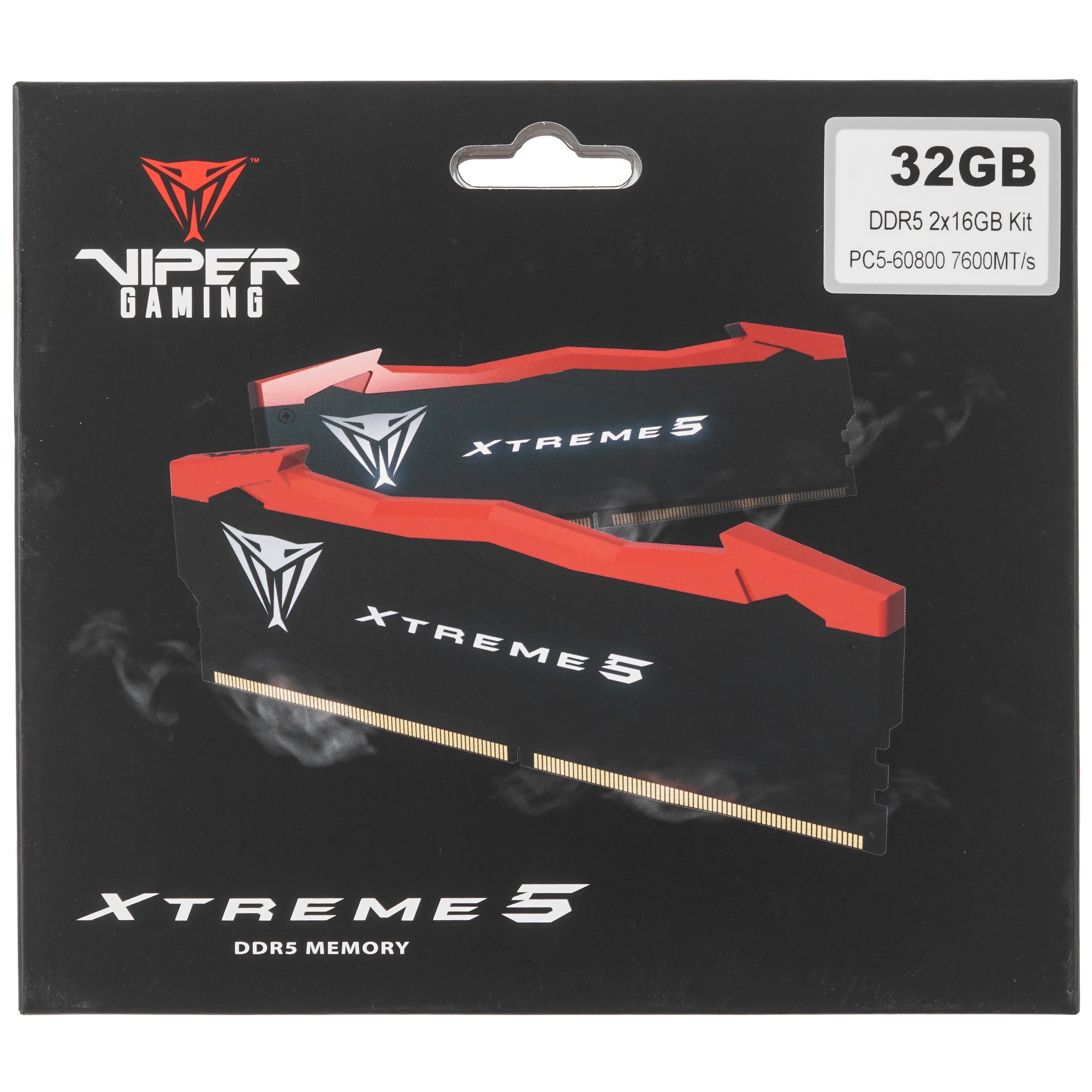 Оперативная память Patriot Viper Xtreme 5, DDR5, 32GB (2x16GB), 7600MHz, CL36, с радиаторами, черный