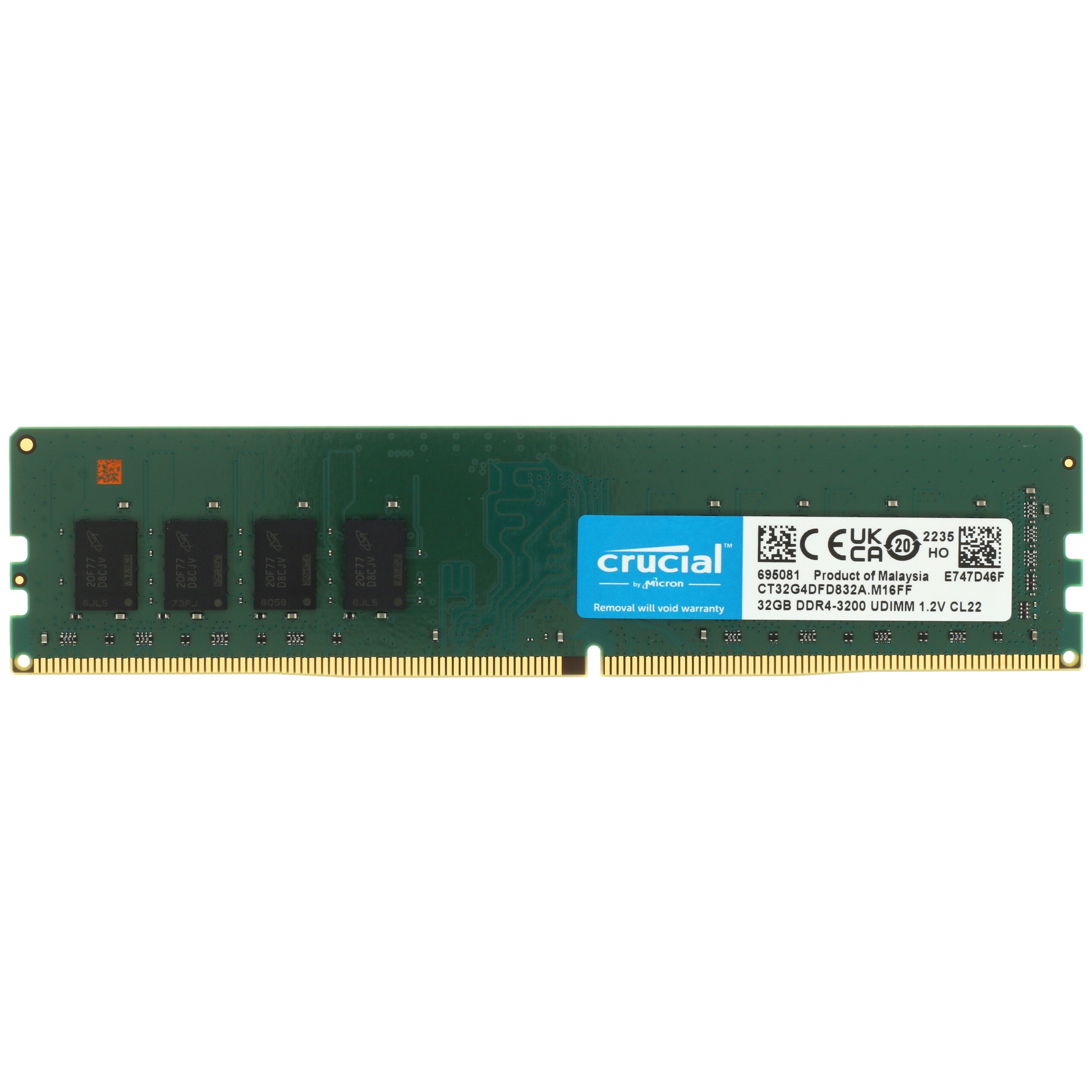 Оперативная память Crucial CT32G4DFD832A, DDR4, 32GB (1x32 GB), 3200 MHz, CL22, OEM