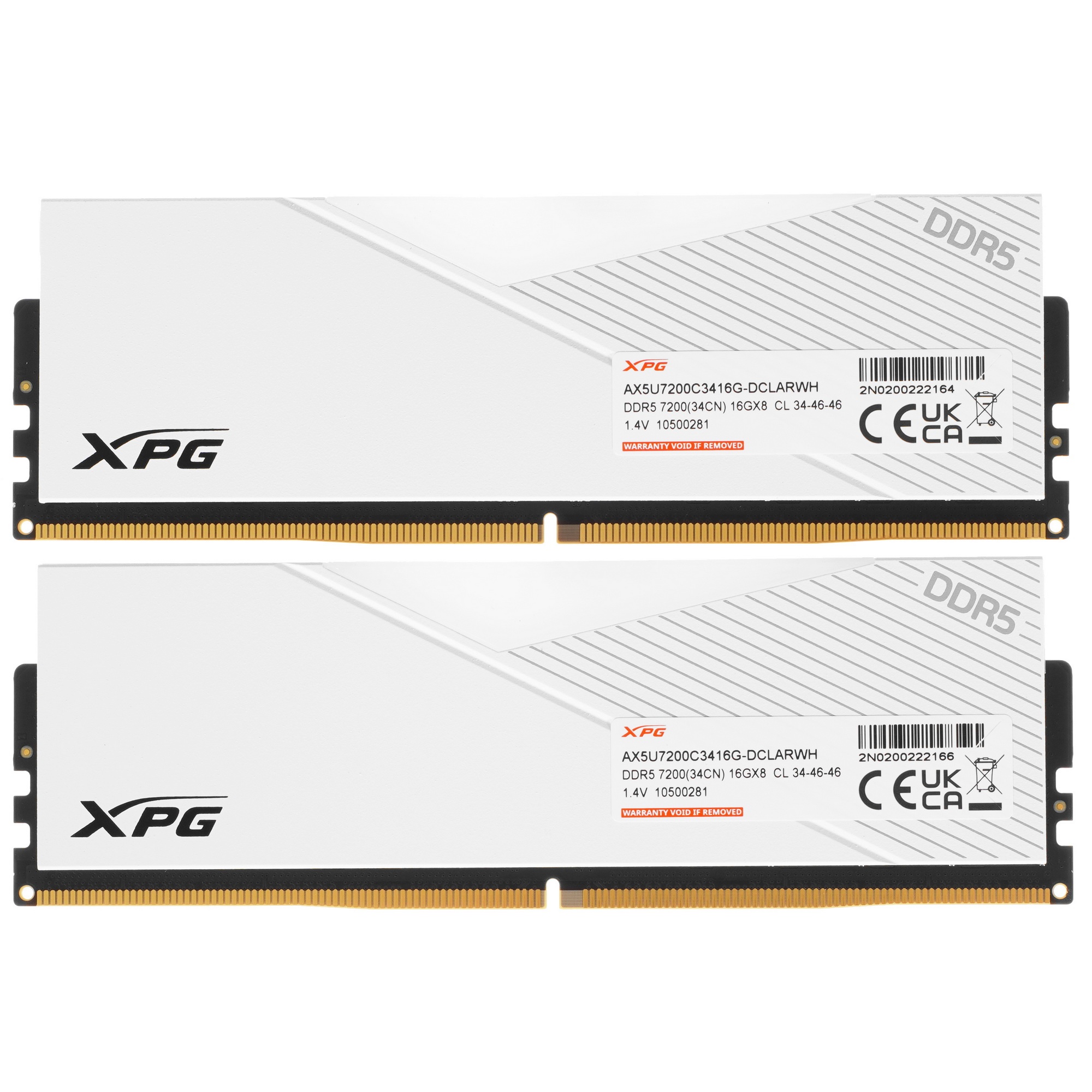 Оперативная память XPG Lancer, DDR5, 32GB (2x16GB), 7200MHz, CL34, с радиаторами, RGB, белый