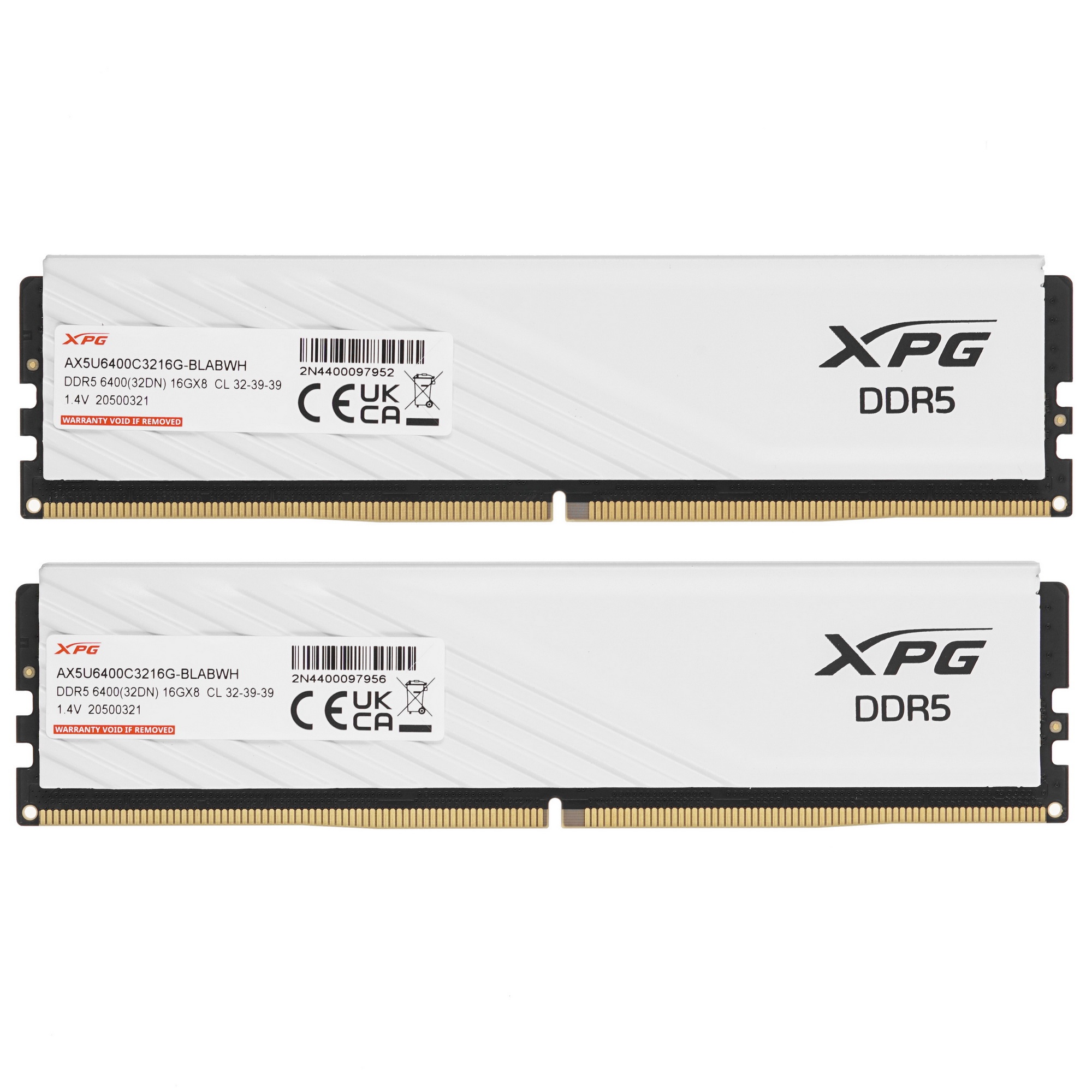 Оперативная память XPG Lancer Blade, DDR5, 32GB (2x16GB), 6400MHz, CL32, с радиаторами, белый