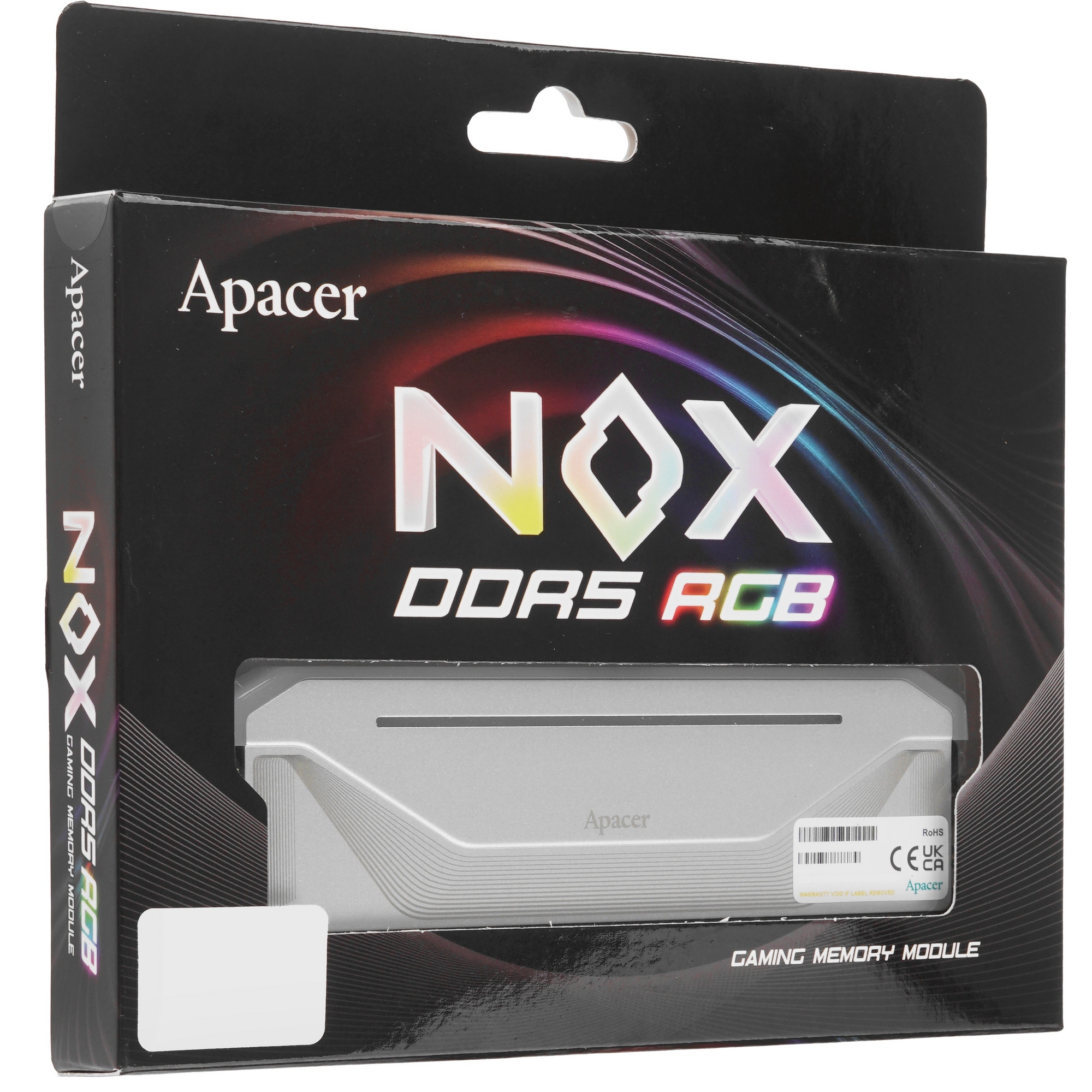 Оперативная память Apacer Nox, DDR5, 32GB (1x32GB), 6000 MHz, CL38, с радиатором, RGB, белый