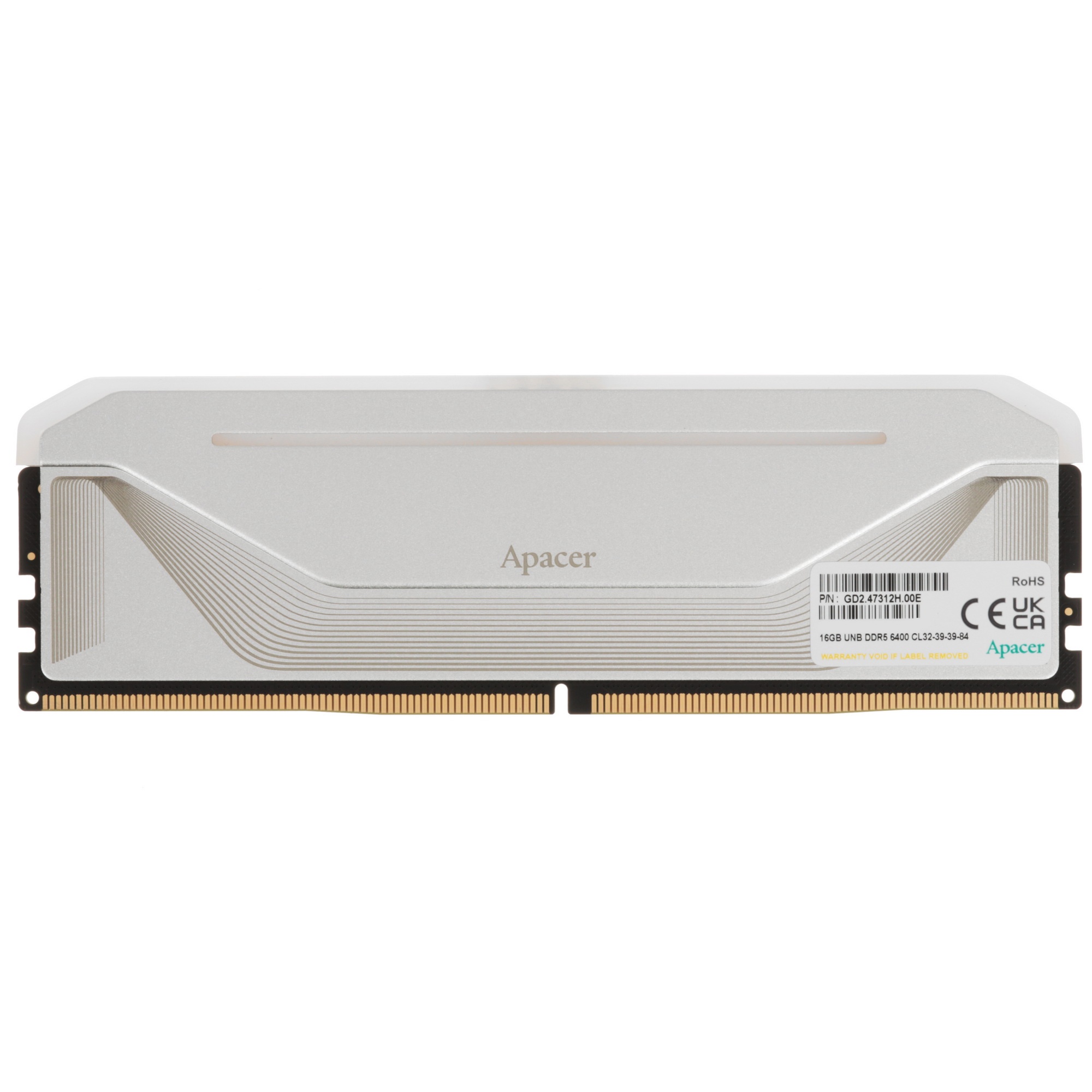 Оперативная память Apacer Nox, DDR5, 16GB (1x16 GB), 6400 MHz, CL32, радиатор, RGB, белый