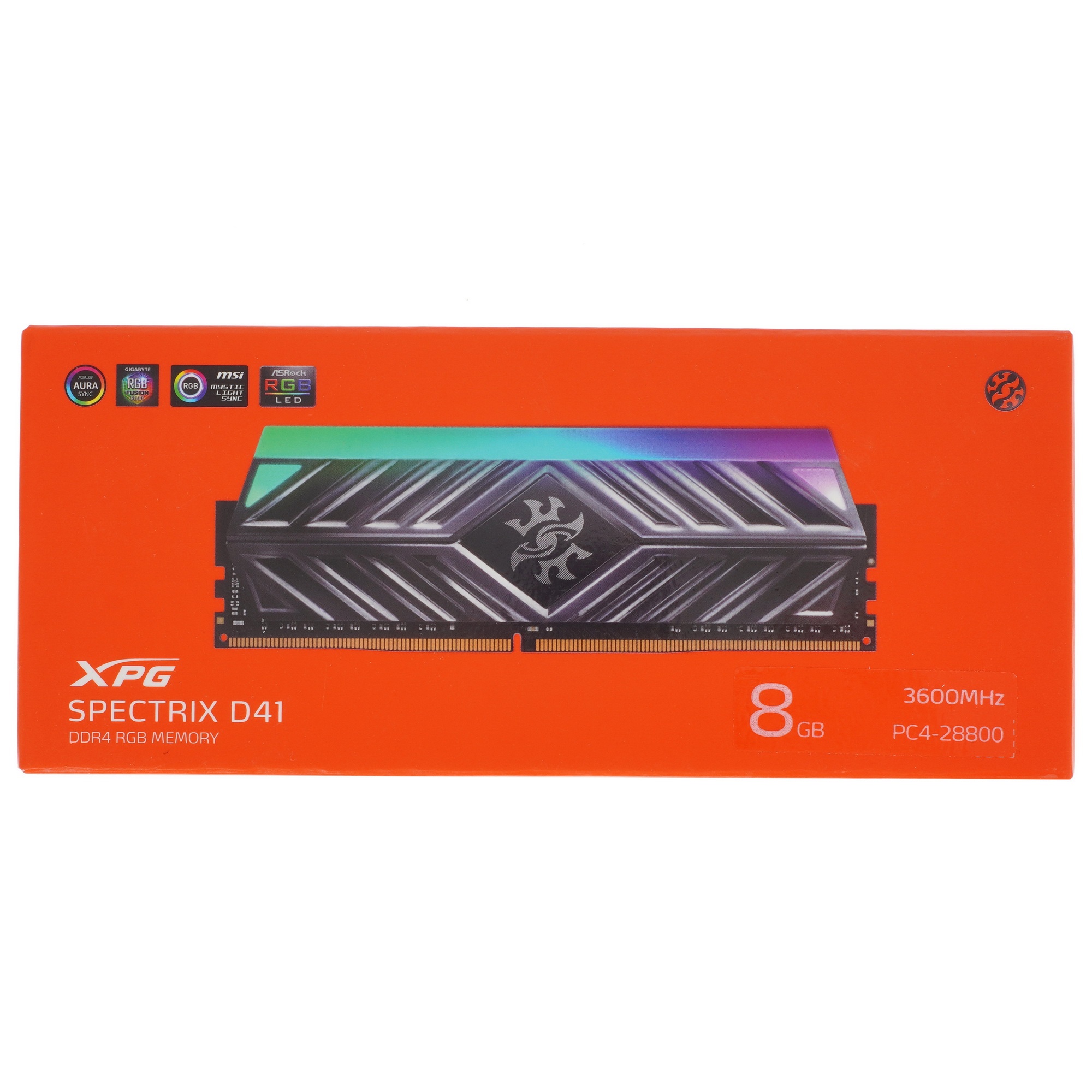 Оперативная память XPG Spectrix D41 RGB, 8GB (1x8GB), DDR4, 3600MHz, CL18, с радиатором, серый, RGB