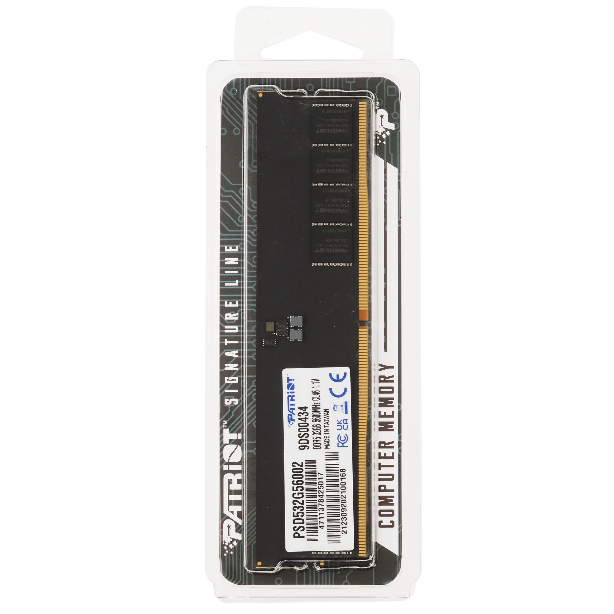 Оперативная память Patriot Signature, DDR5, 32GB (1x32 GB), 5600 MHz, CL46
