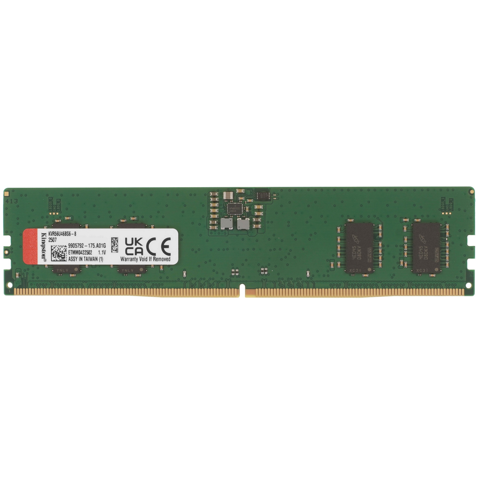 Оперативная память Kingston ValueRAM, DDR5, 8GB (1x8GB), 5600MHz, CL46