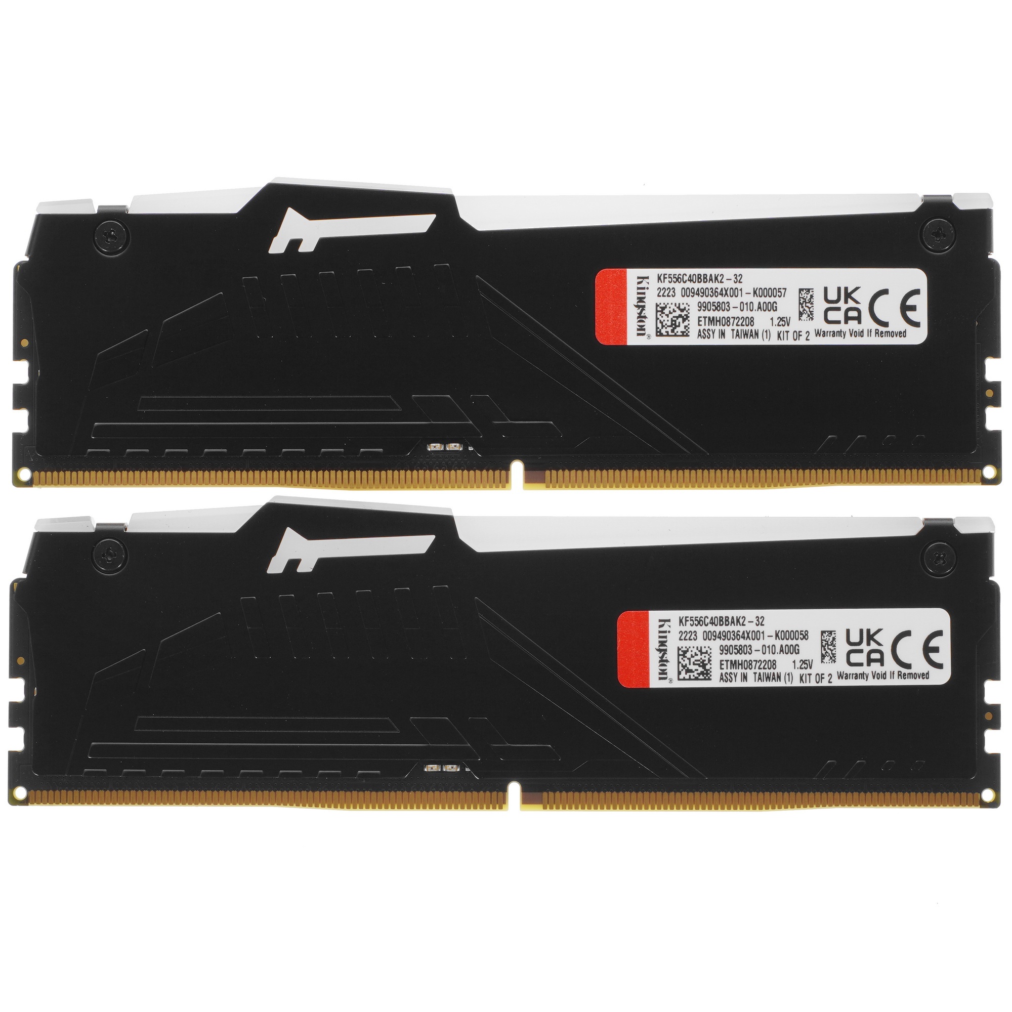 Оперативная память Kingston Fury Beast, DDR5, 32GB (2x16GB), 5600MHz, CL40, с радиаторами, RGB, черн