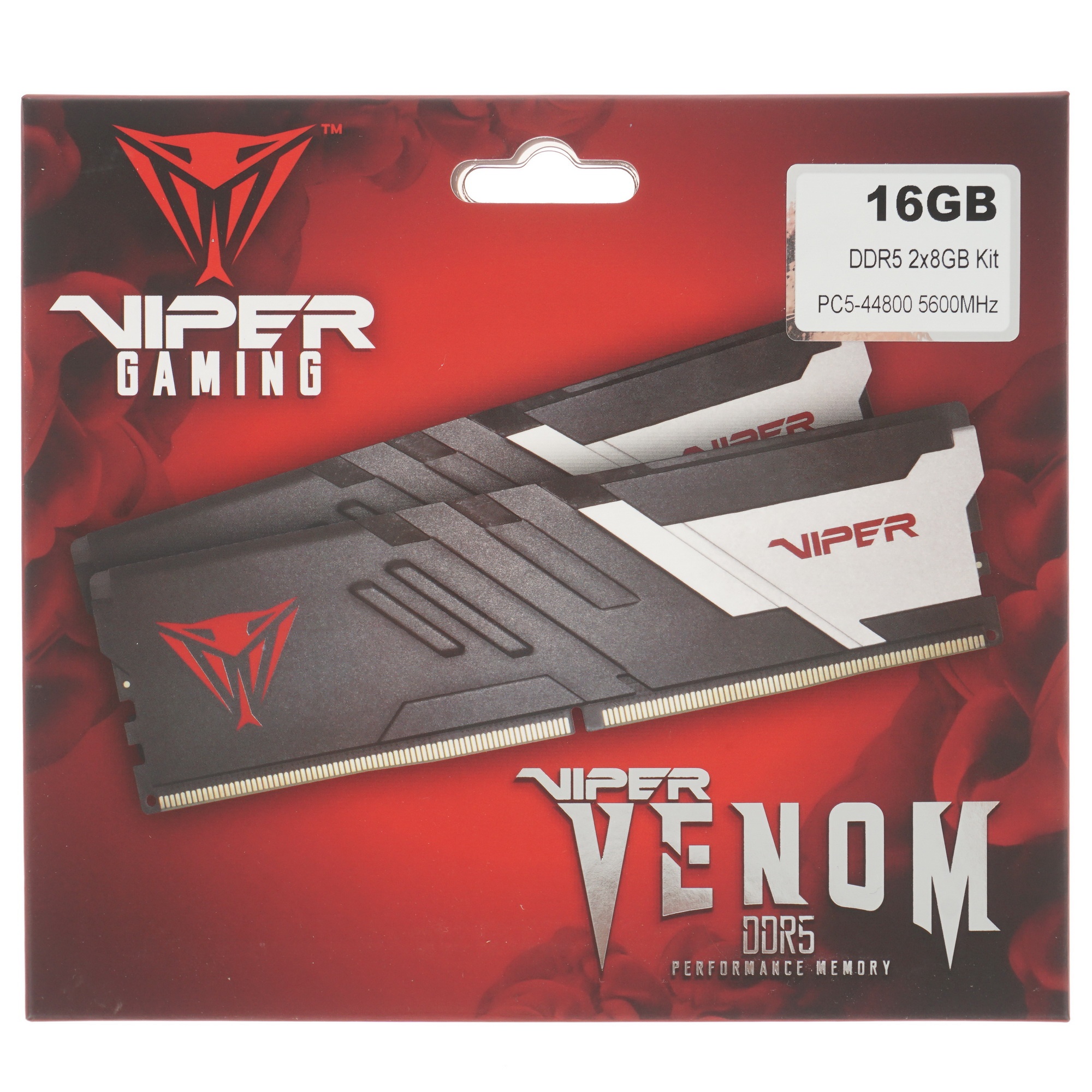 Оперативная память Patriot Viper Venom, DDR5, 16GB (2x8GB), 5600MHz, CL40, с радиатором, черный