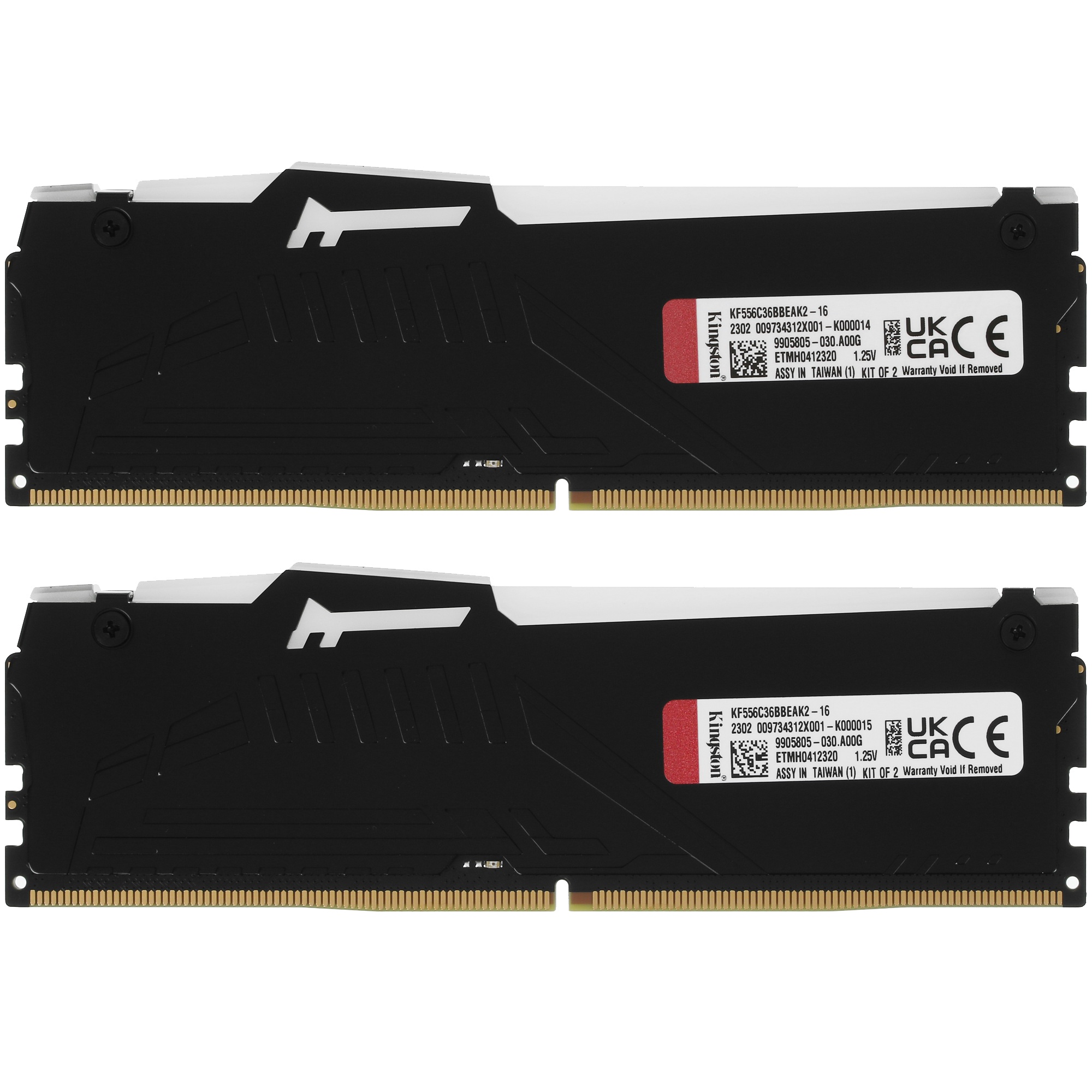 Оперативная память Kingston Fury Beast, DDR5, 16GB (2x8GB), 5600MHz, CL36, с радиаторами, RGB, черны