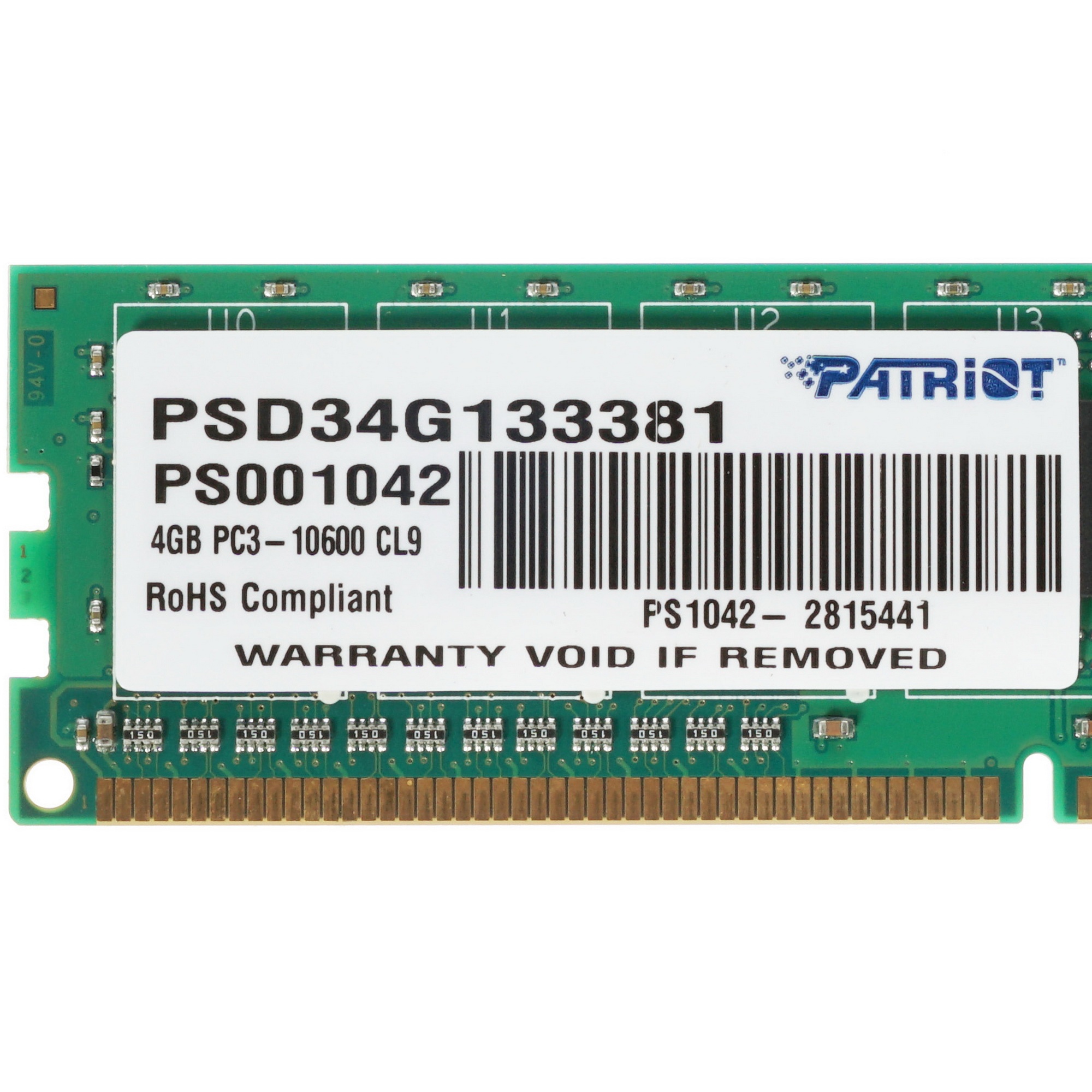 Оперативная память Patriot, DDR3, 4GB (1x4 GB), 1333 MHz, CL9