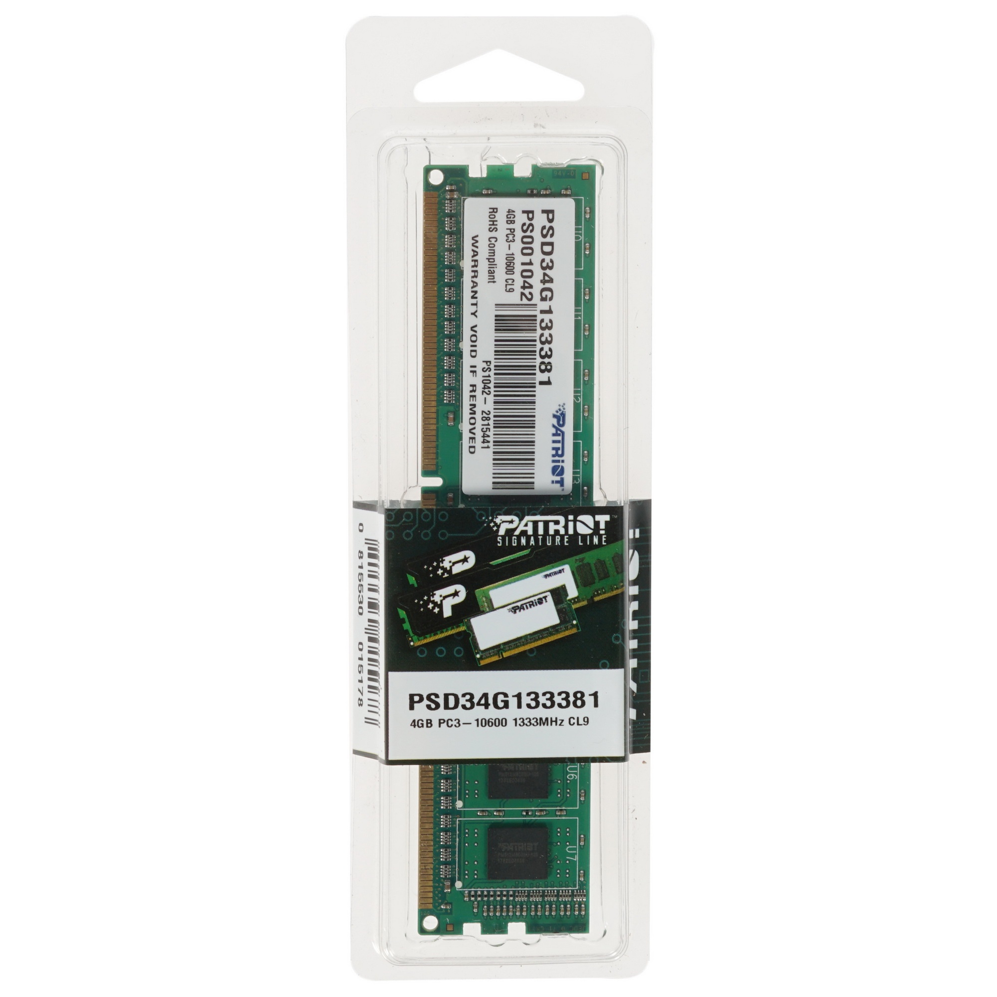 Оперативная память Patriot, DDR3, 4GB (1x4 GB), 1333 MHz, CL9