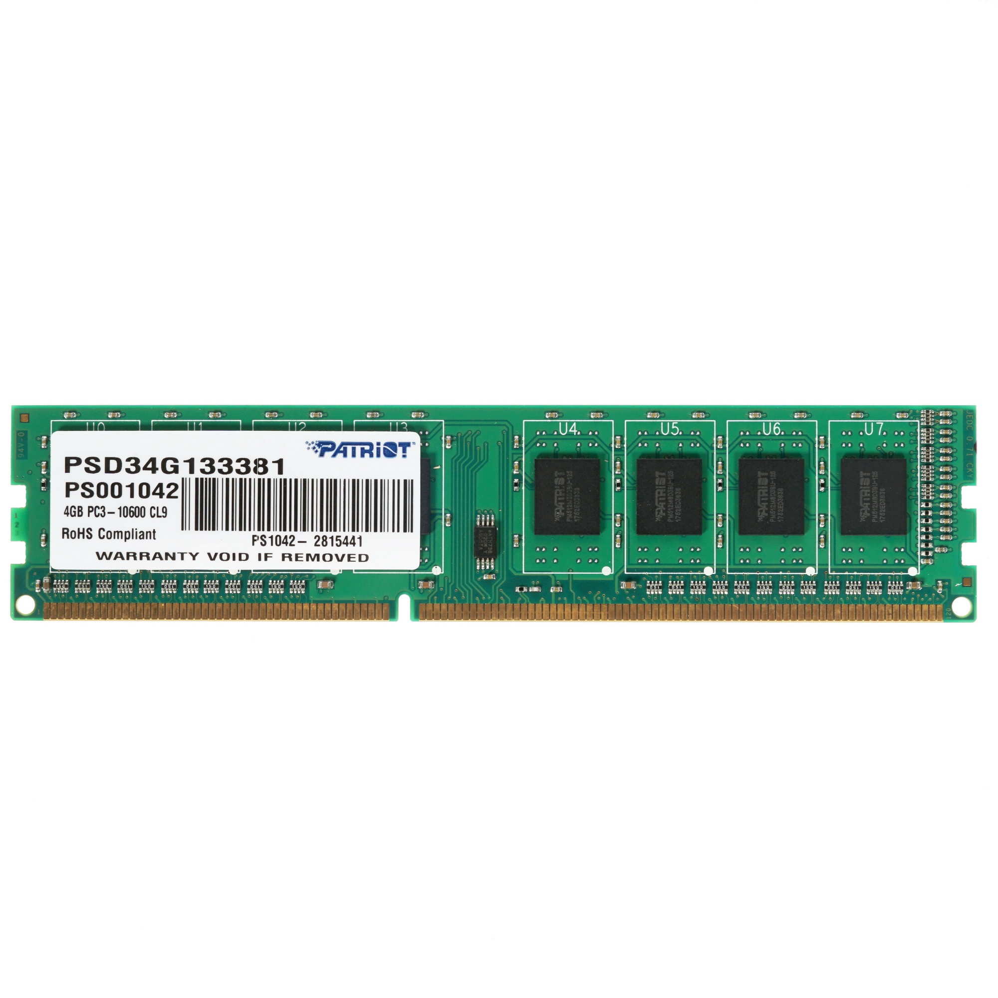 Оперативная память Patriot, DDR3, 4GB (1x4 GB), 1333 MHz, CL9