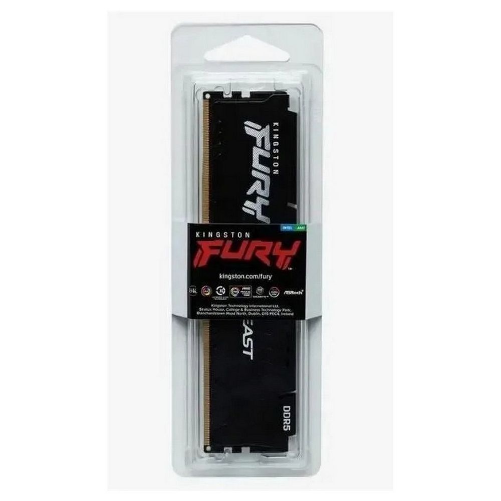 Оперативная память Kingston Fury Beast, DDR5, 16GB (1x16GB), 6400MHz, CL32, радиатор, чёрный