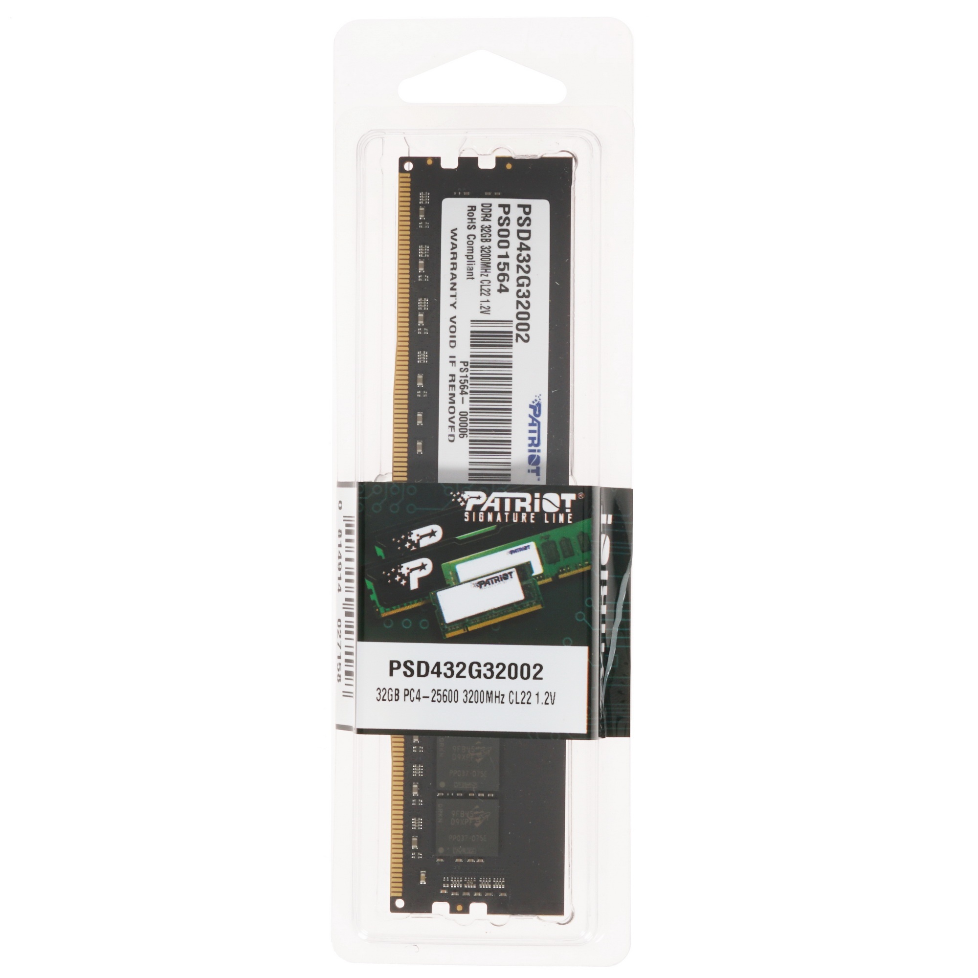 Оперативная память Patriot Signature, DDR4, 32GB (1x32 GB), 3200 MHz, CL22