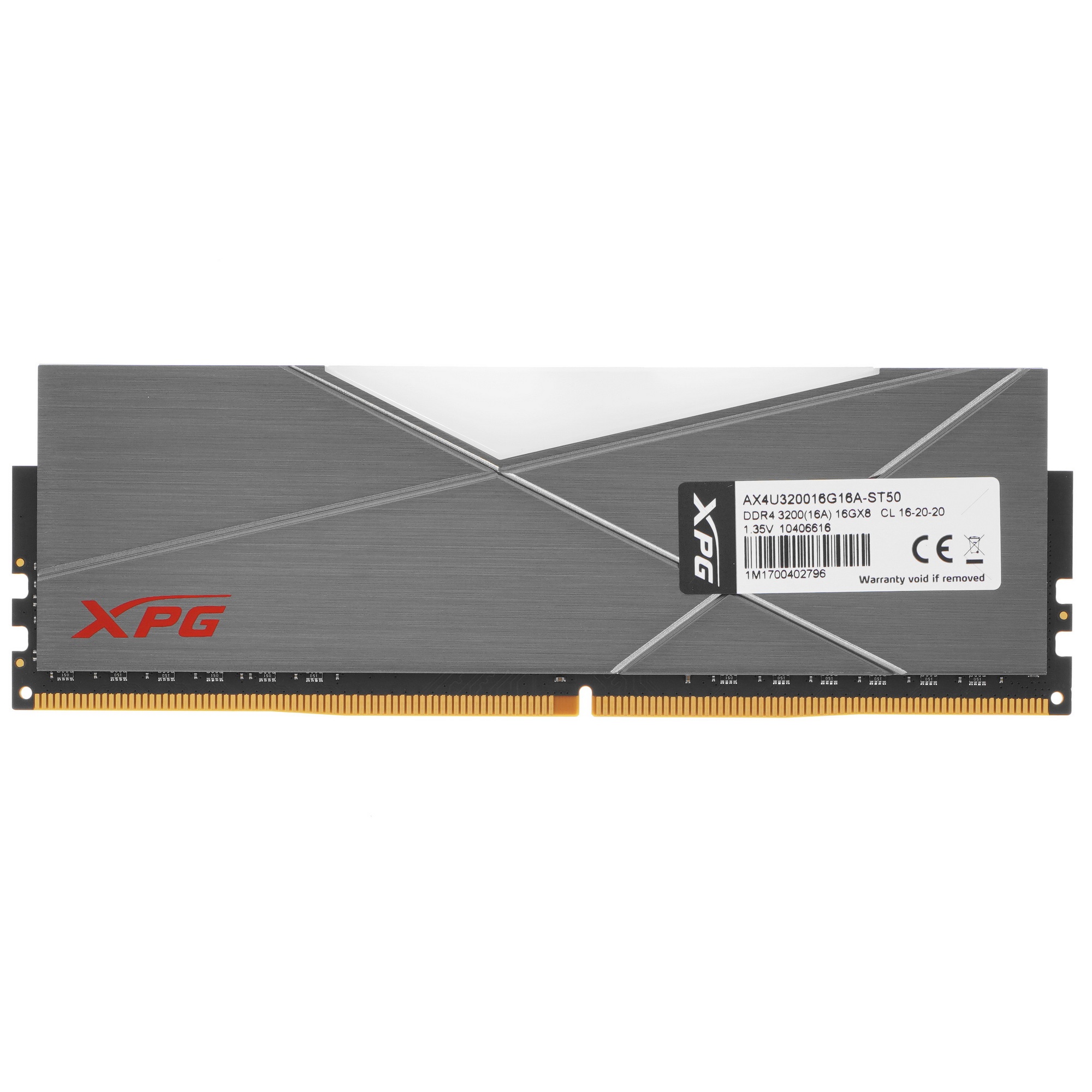 Оперативная память XPG Spectrix D50 RGB, DDR4, 16GB (1x16GB), 3200MHz, CL16, UDIMM, с радиатором, RG
