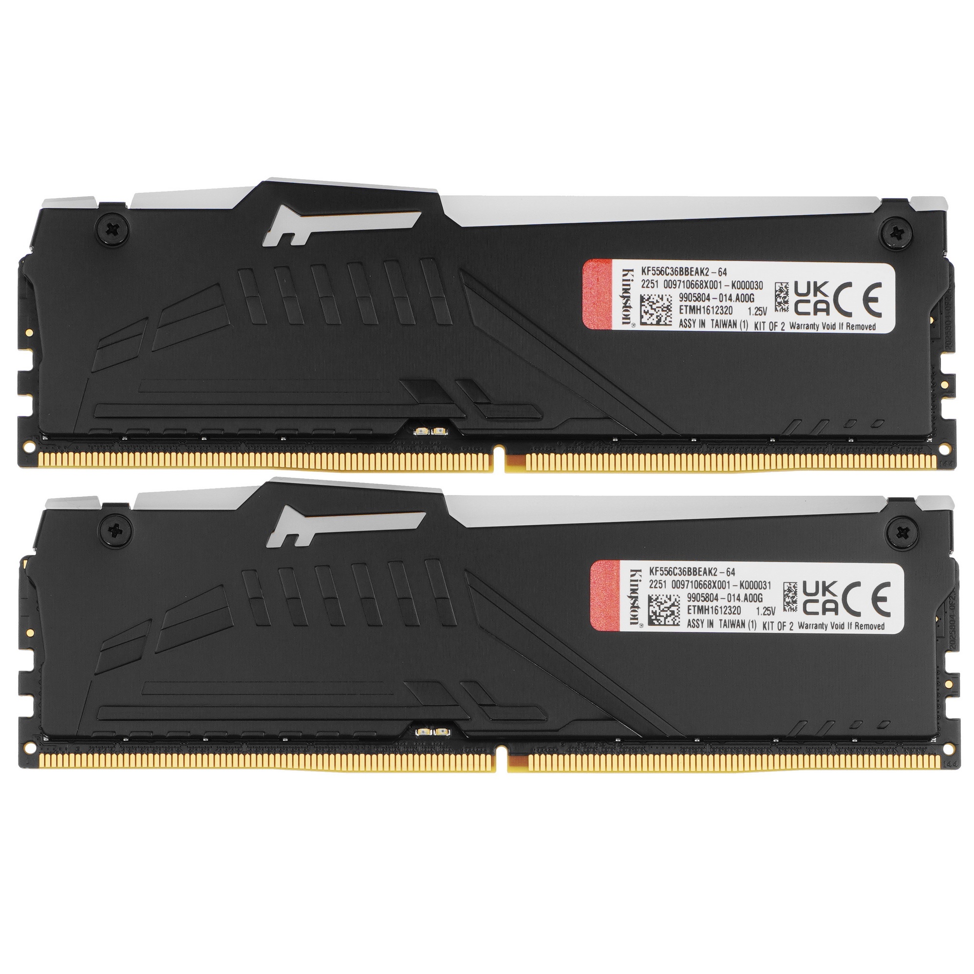 Оперативная память Kingston Fury Beast, DDR5, 64GB (2x32GB), 5600MHz, CL36, радиатор, RGB, чёрный
