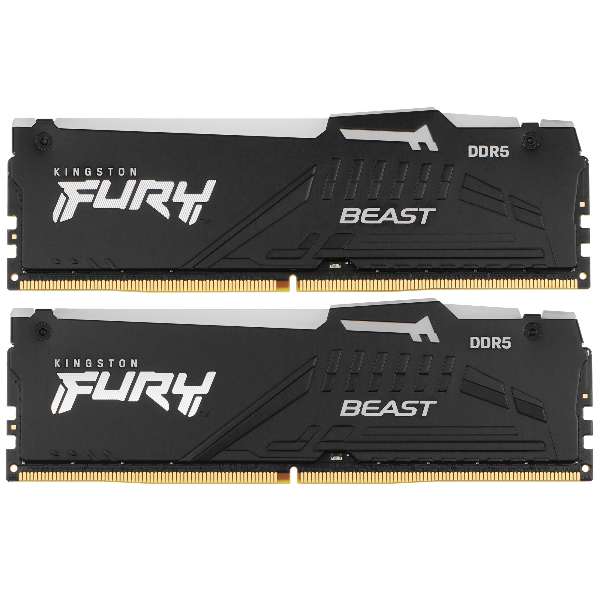 Оперативная память Kingston Fury Beast, DDR5, 64GB (2x32GB), 5600MHz, CL36, радиатор, RGB, чёрный