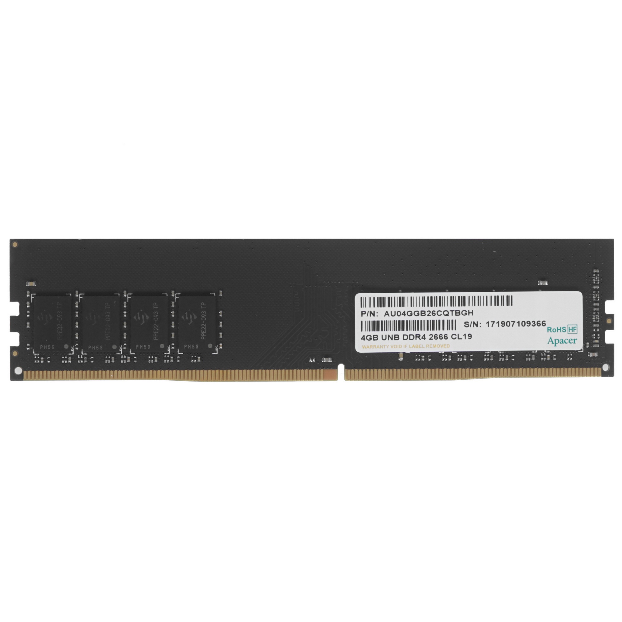 Оперативная память Apacer, DDR4, 4GB (1x4GB), 2666MHz, CL19