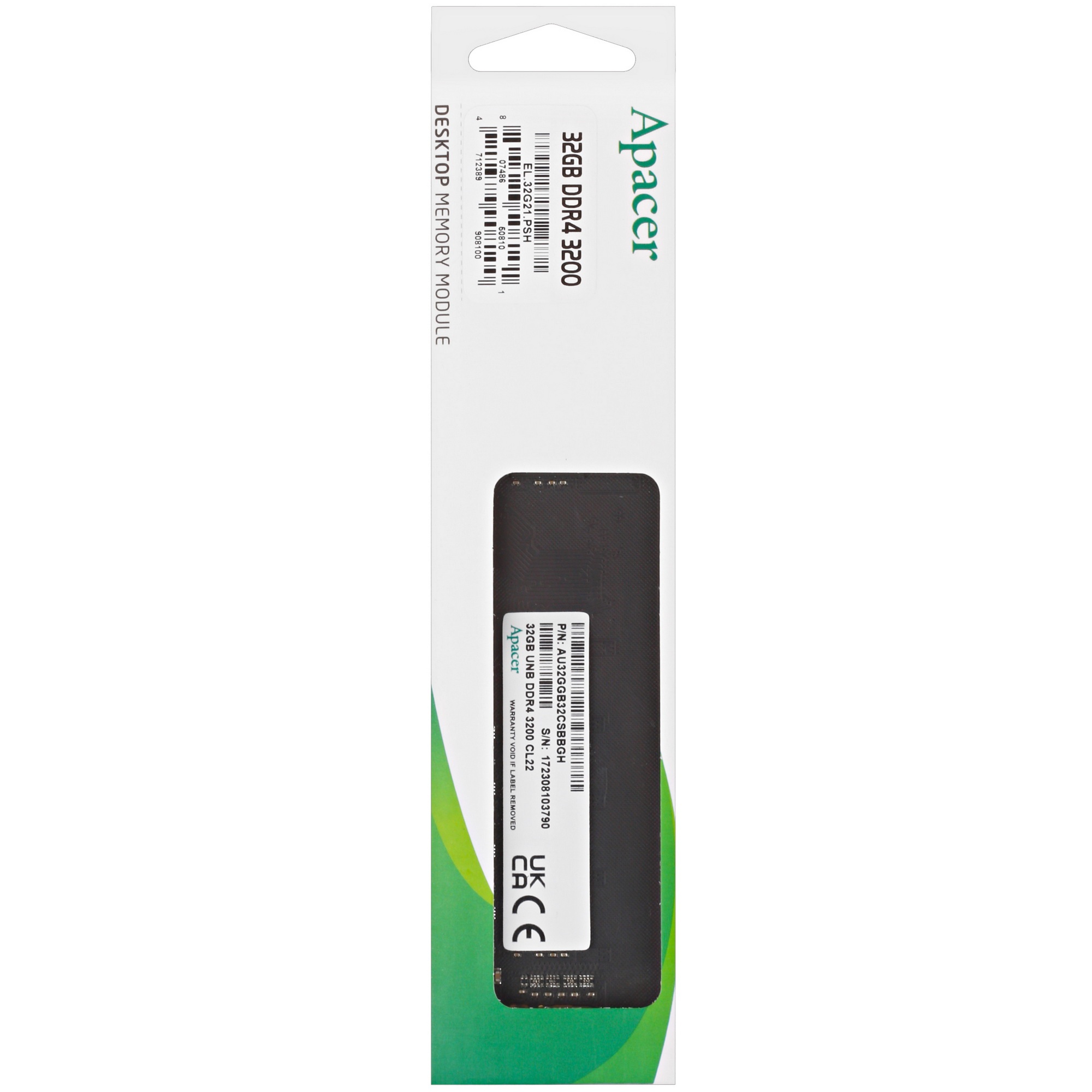 Оперативная память Apacer, DDR4, 32GB (1x32GB), 3200MHz, CL22