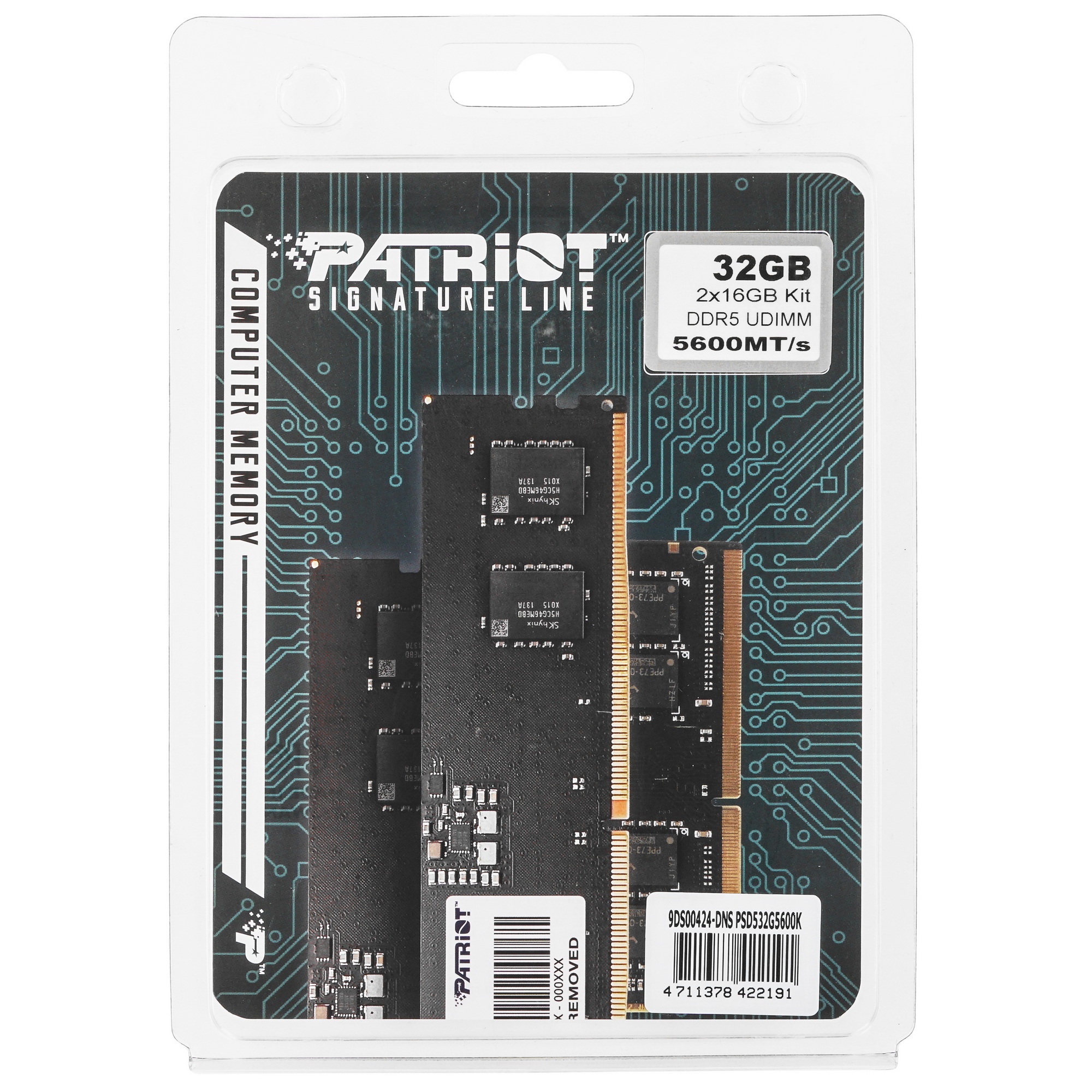 Оперативная память Patriot Signature, DDR5, 32GB (2x16 GB), 5600 MHz, CL46