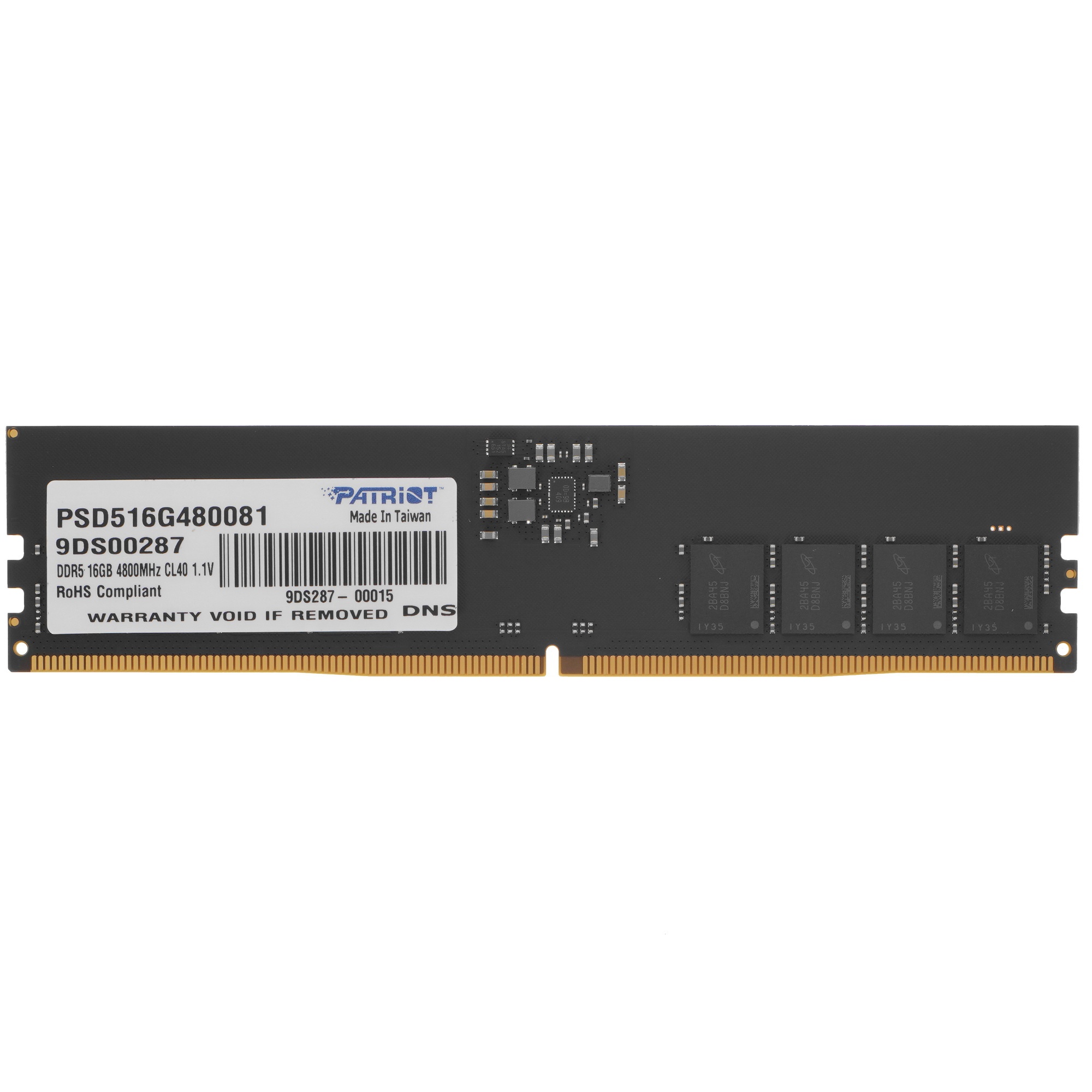 Оперативная память Patriot Signature, DDR5, 16GB (1x16 GB), 4800 MHz, CL40