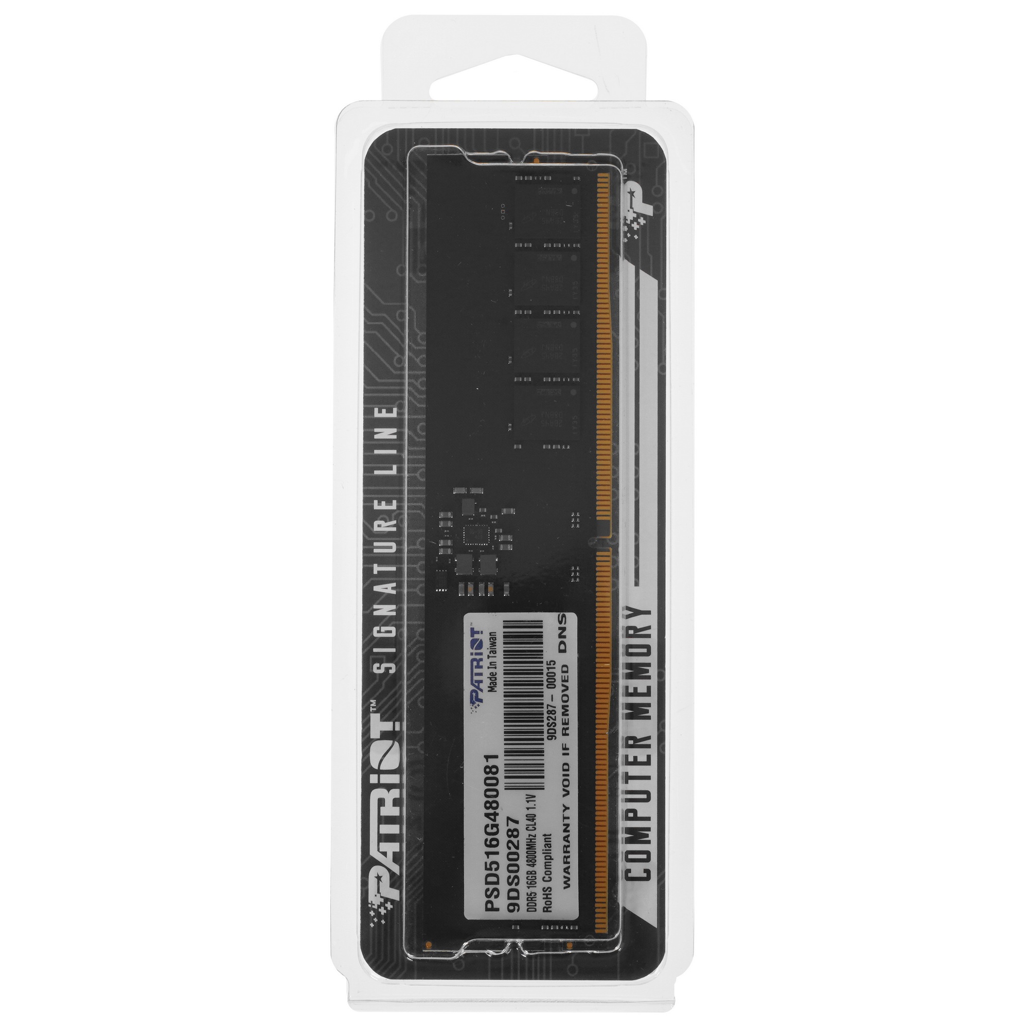 Оперативная память Patriot Signature, DDR5, 16GB (1x16 GB), 4800 MHz, CL40