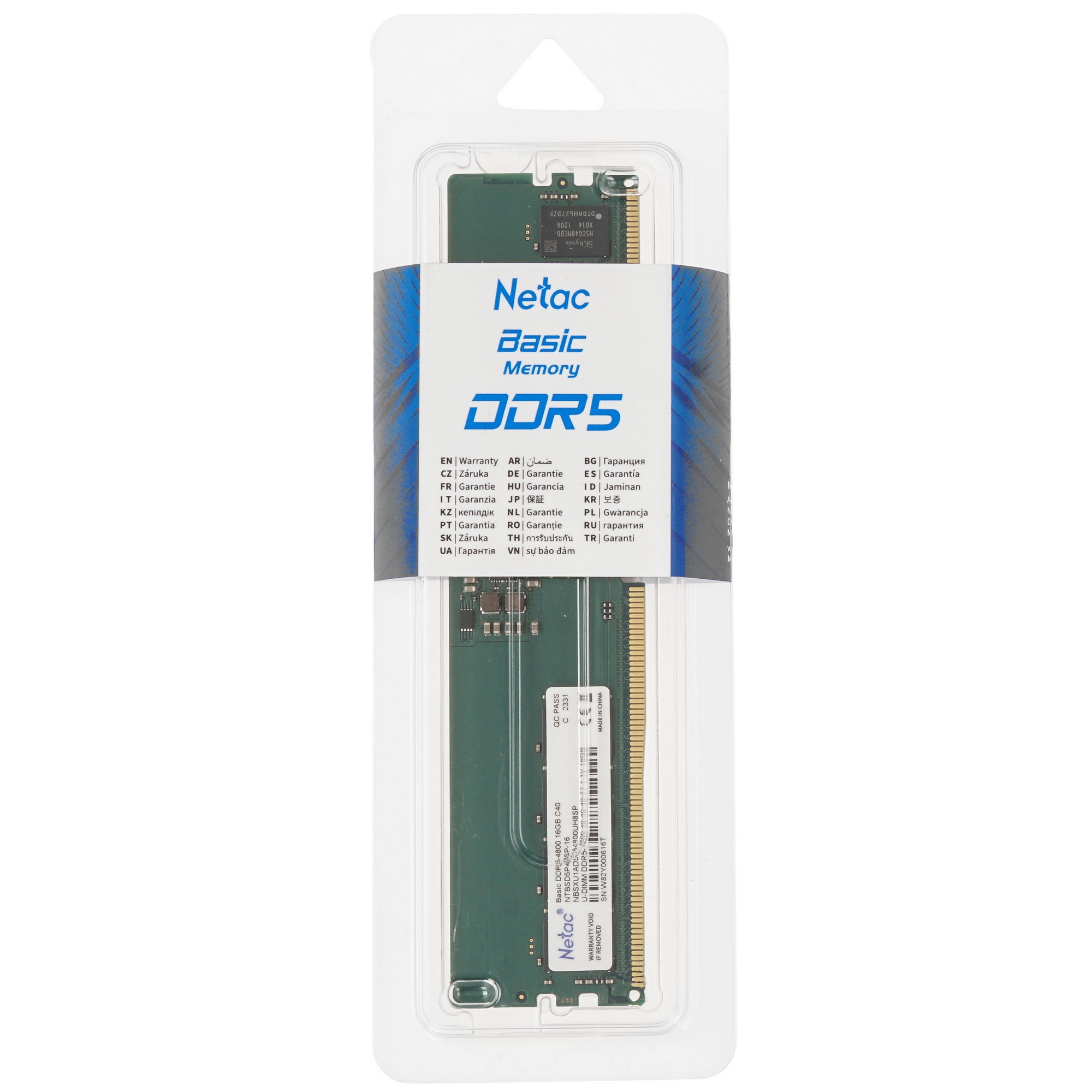 Оперативная память NETAC Basic, DDR5, 16GB (1x16GB), 4800MHz, CL40